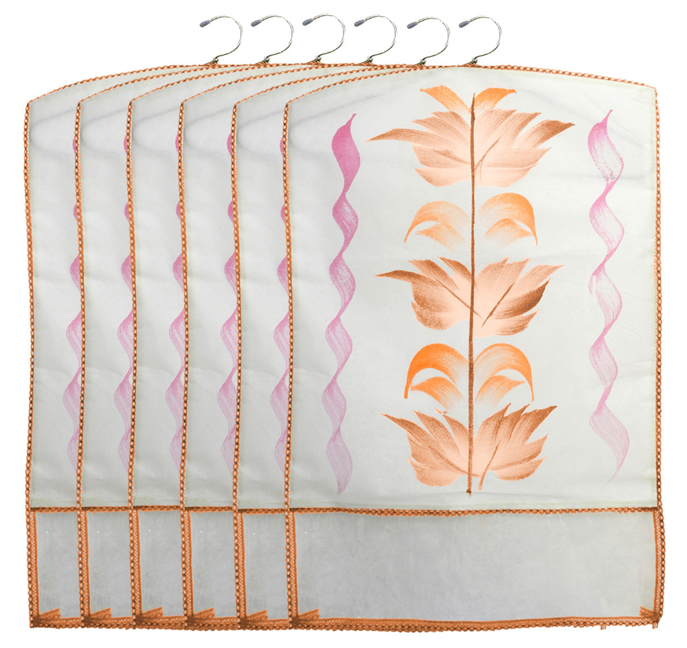 Kuber Industries Printed Non Woven Hanging Saree Cover Wardrobe Organiser (Brown) -CTKTC38935