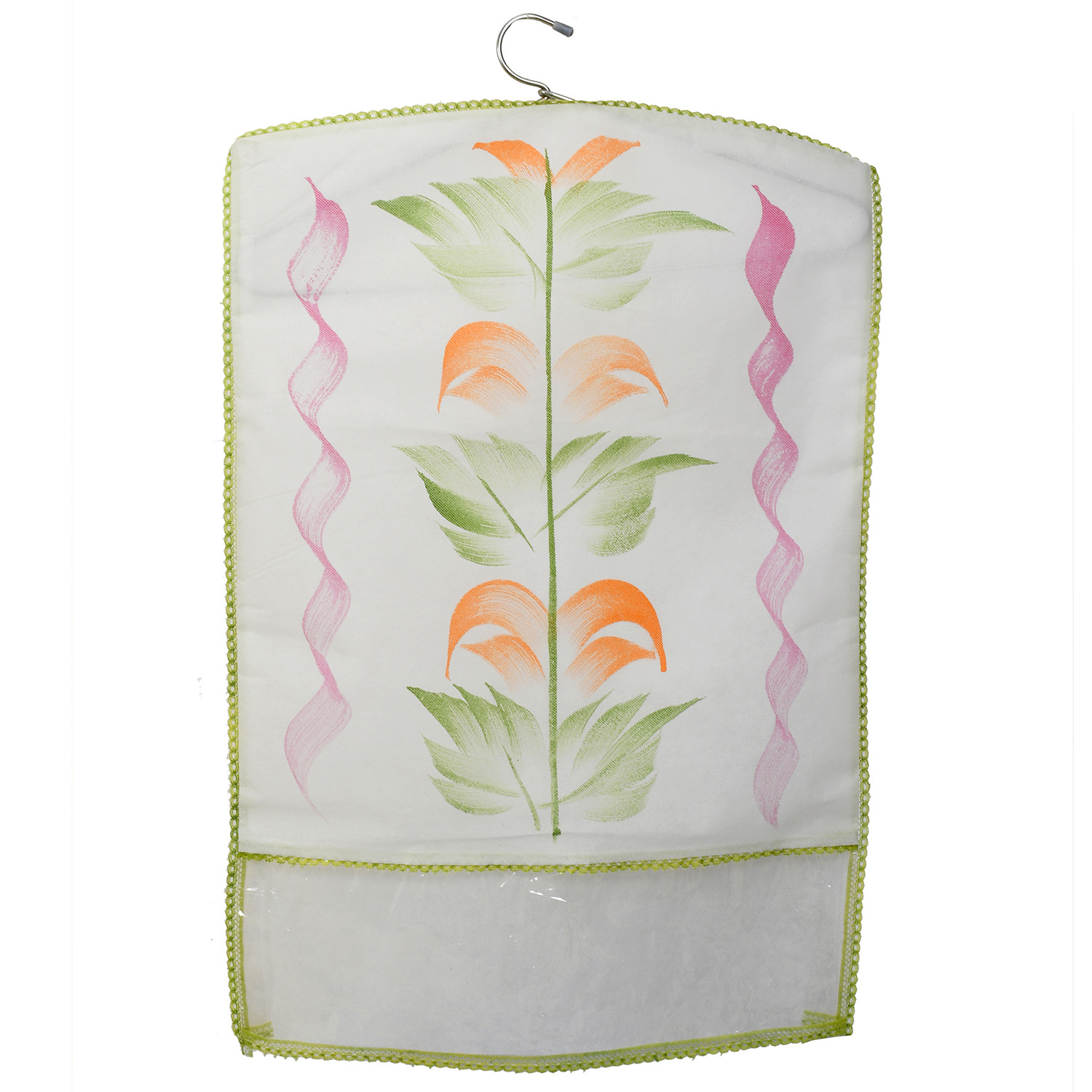 Kuber Industries Printed Non Woven Hanging Saree Cover Wardrobe Organiser (Green) -CTKTC38923