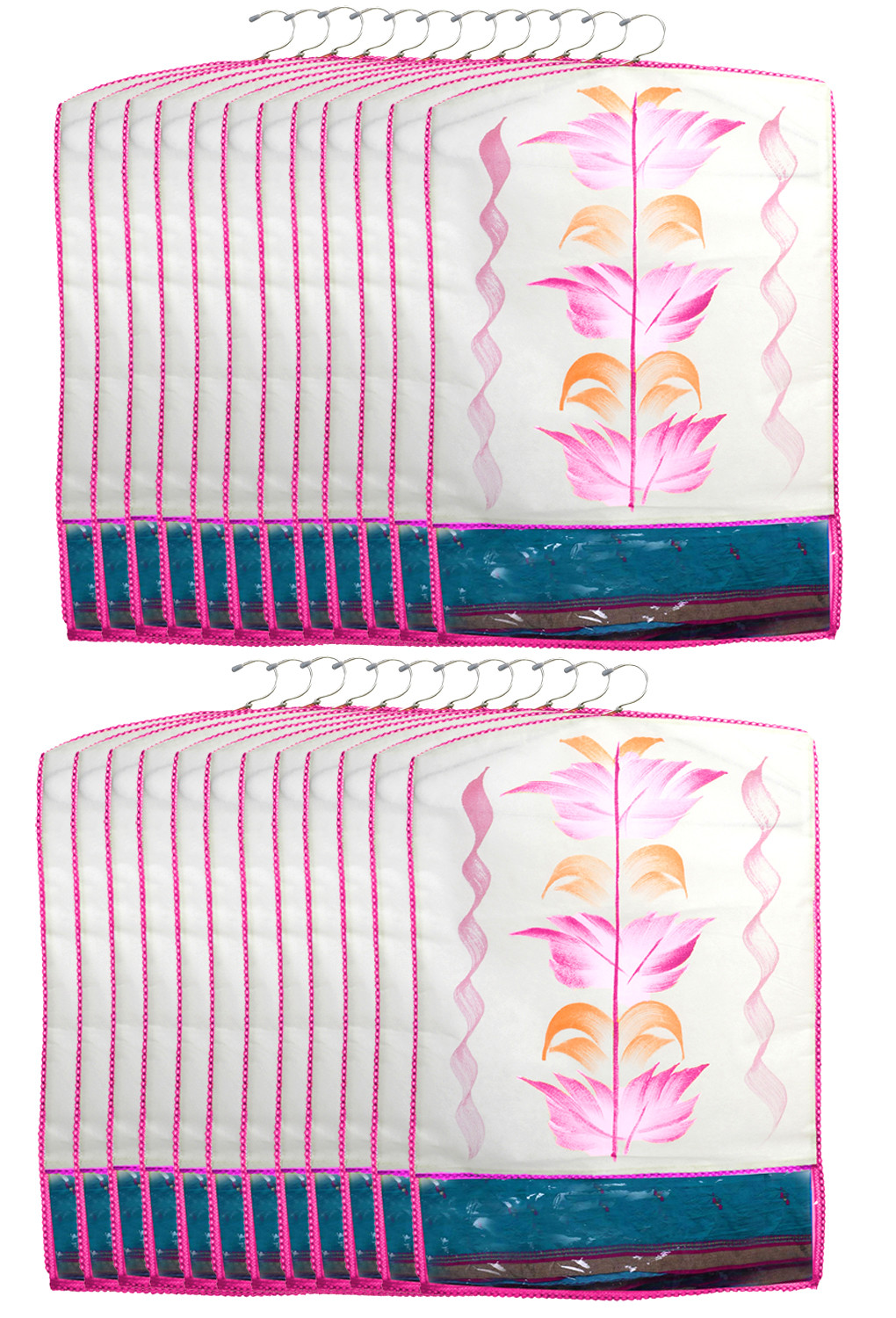 Kuber Industries Printed Non Woven Hanging Saree Cover Wardrobe Organiser (Pink) -CTKTC38929