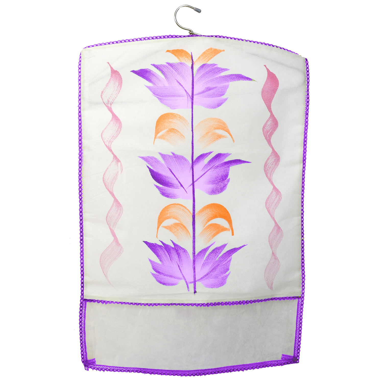 Kuber Industries Printed Non Woven Hanging Saree Cover Wardrobe Organiser (Purple) -CTKTC38917