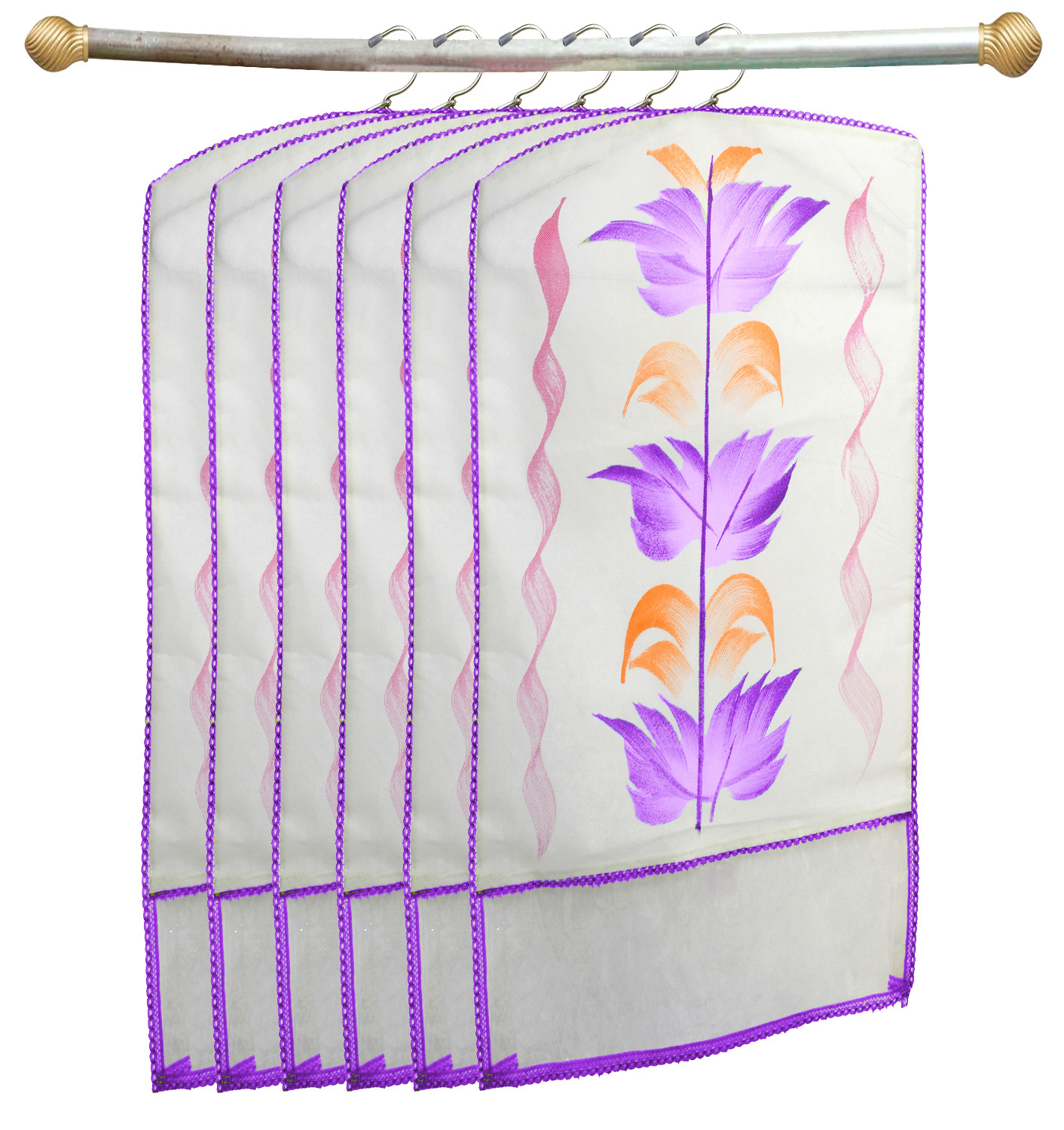 Kuber Industries Printed Non Woven Hanging Saree Cover Wardrobe Organiser (Purple) -CTKTC38917