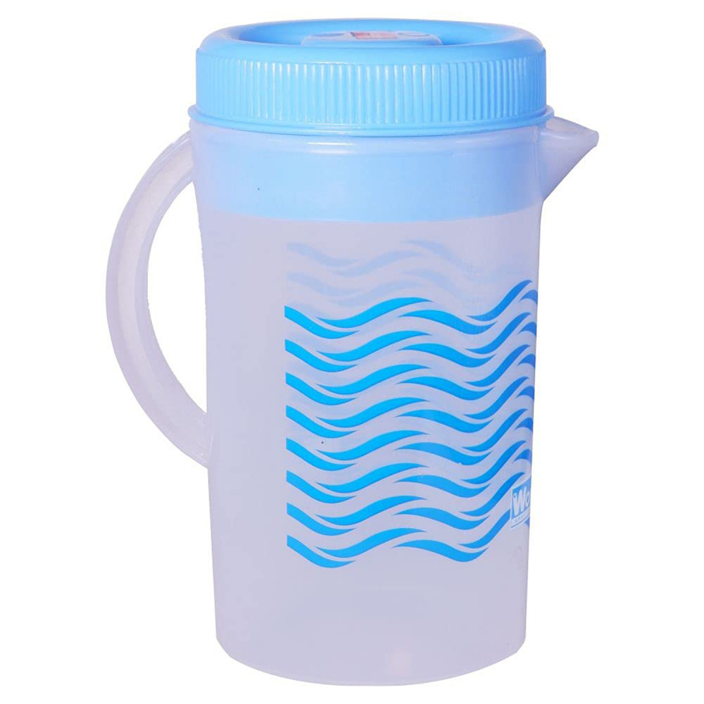 Kuber Industries Printed Plastic Water Jug With Lid, 2Ltr. (Blue)