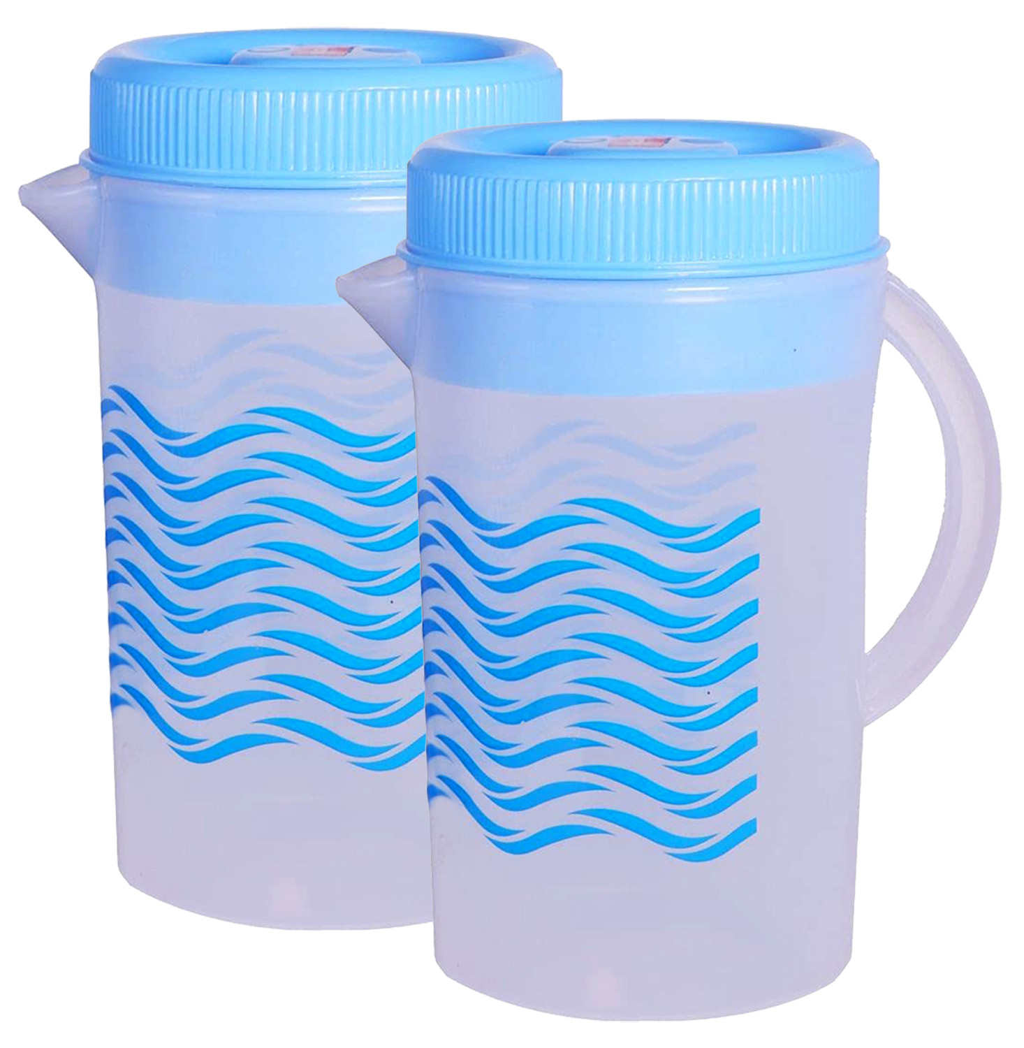 Kuber Industries Printed Plastic Water Jug With Lid, 2Ltr. (Blue)