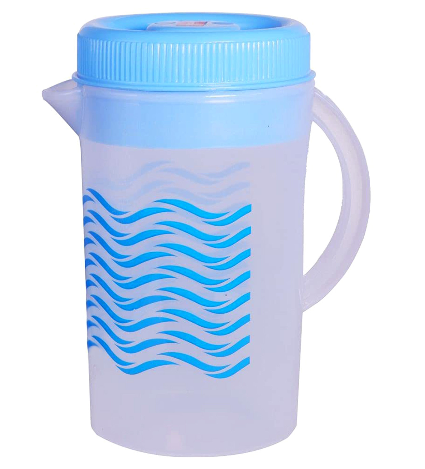 Kuber Industries Printed Plastic Water Jug With Lid, 2Ltr., Pack of 2 (Pink & Blue)