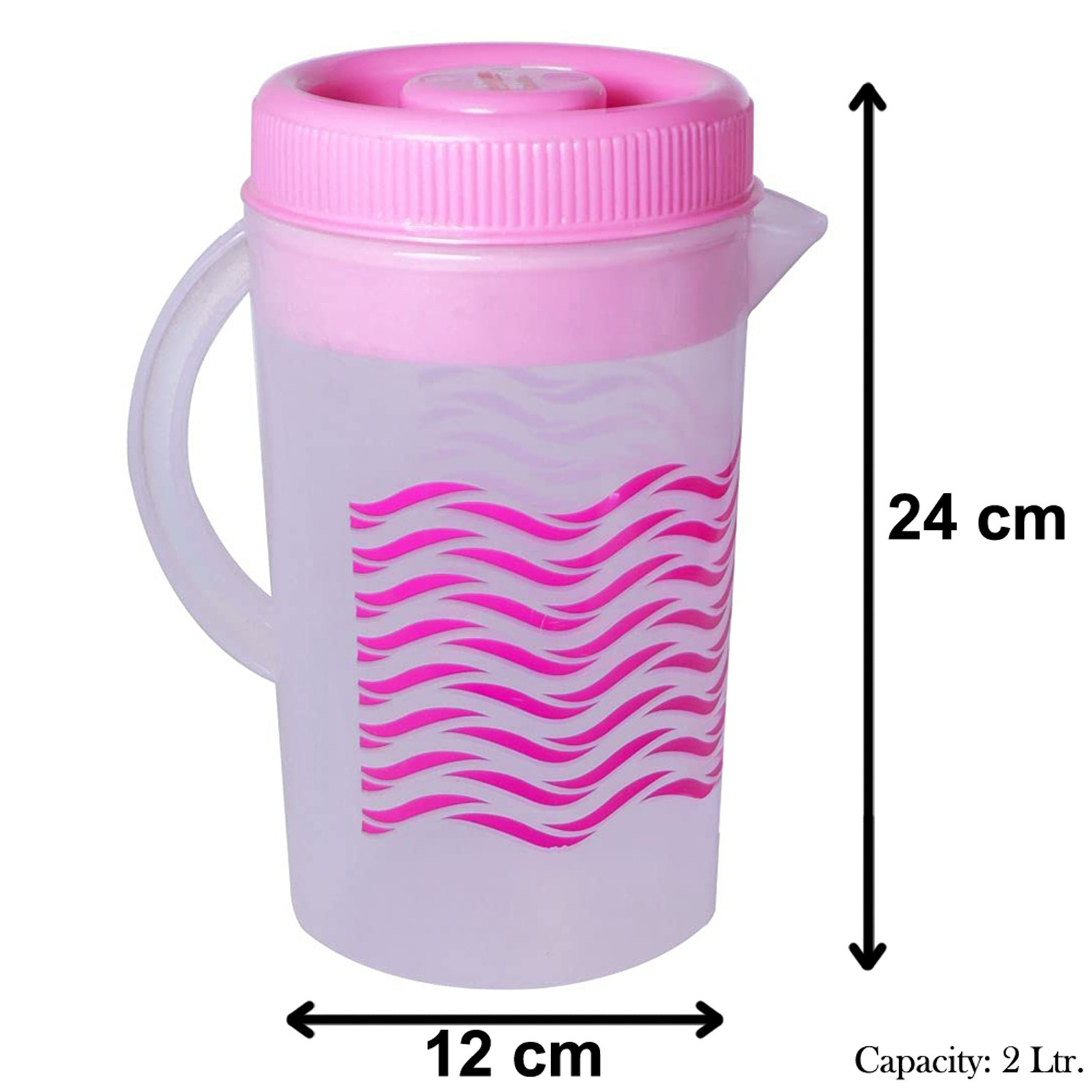 Kuber Industries Printed Plastic Water Jug With Lid, 2Ltr. (Pink)
