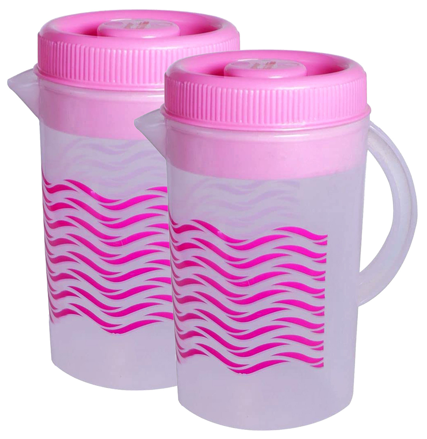 Kuber Industries Printed Plastic Water Jug With Lid, 2Ltr. (Pink)
