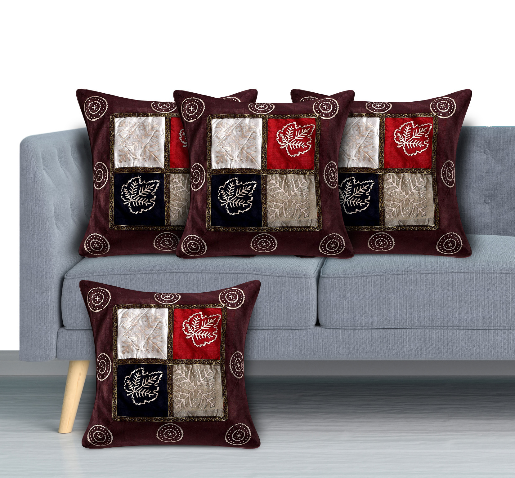 Kuber Industries Printed Soft Decorative Square Throw Pillow Cover, Cushion Covers, Pillow Case For Sofa Couch Bed Chair 16x16 Inch-(Brown)-HS_38_KUBMART21731