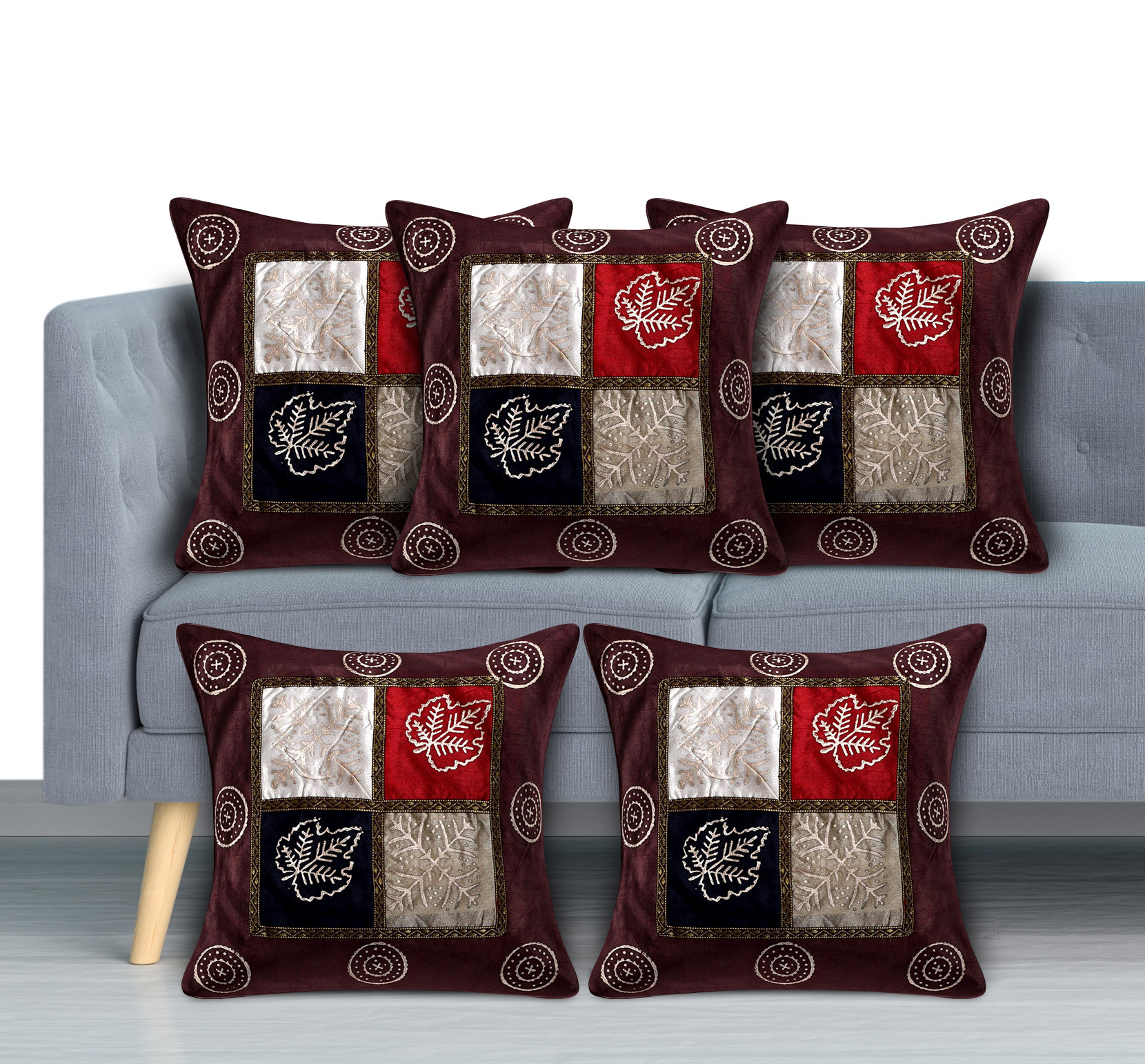 Kuber Industries Printed Soft Decorative Square Throw Pillow Cover, Cushion Covers, Pillow Case For Sofa Couch Bed Chair 16x16 Inch-(Brown)-HS_38_KUBMART21731
