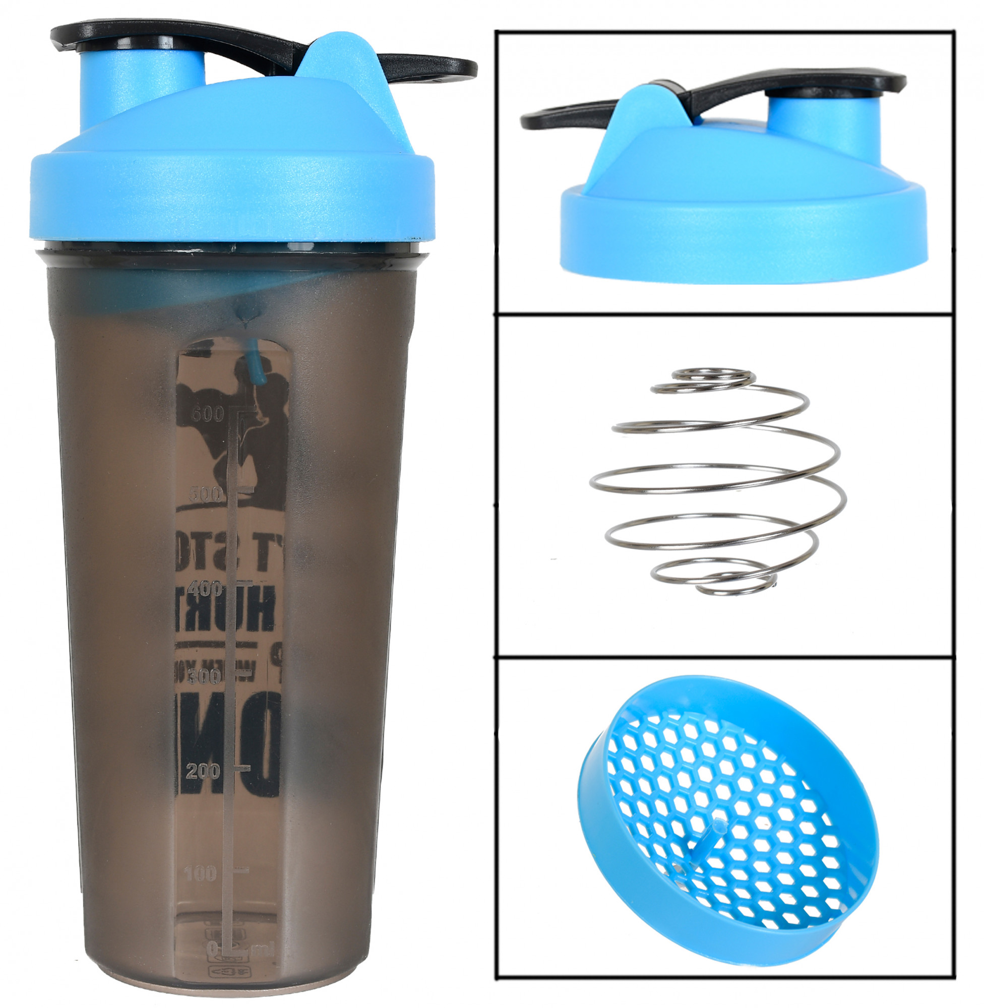 Kuber Industries Protein Shaker - 800 ml for Whey Proteins, and Preworkouts, 100% Leak Proof (Blue)