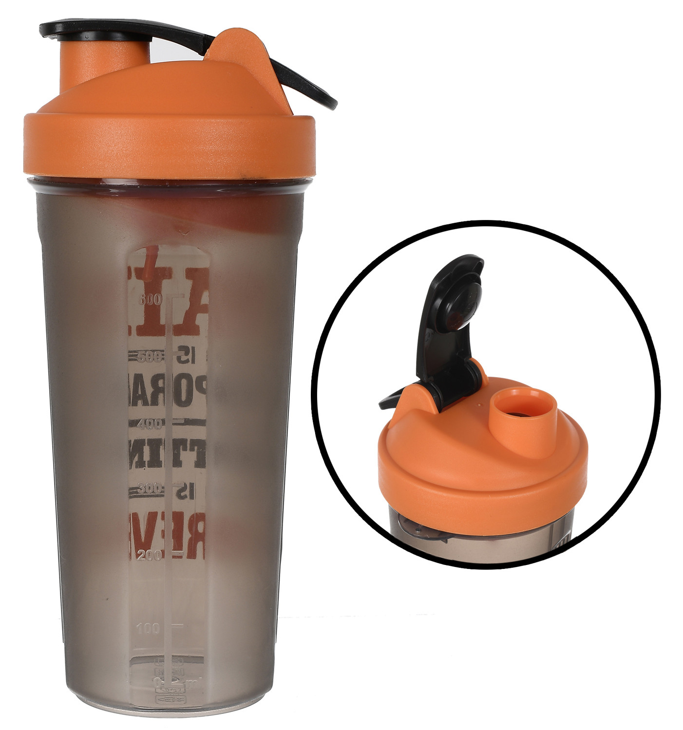 Kuber Industries Protein Shaker - 800 ml for Whey Proteins, and Preworkouts, 100% Leak Proof (Orange)