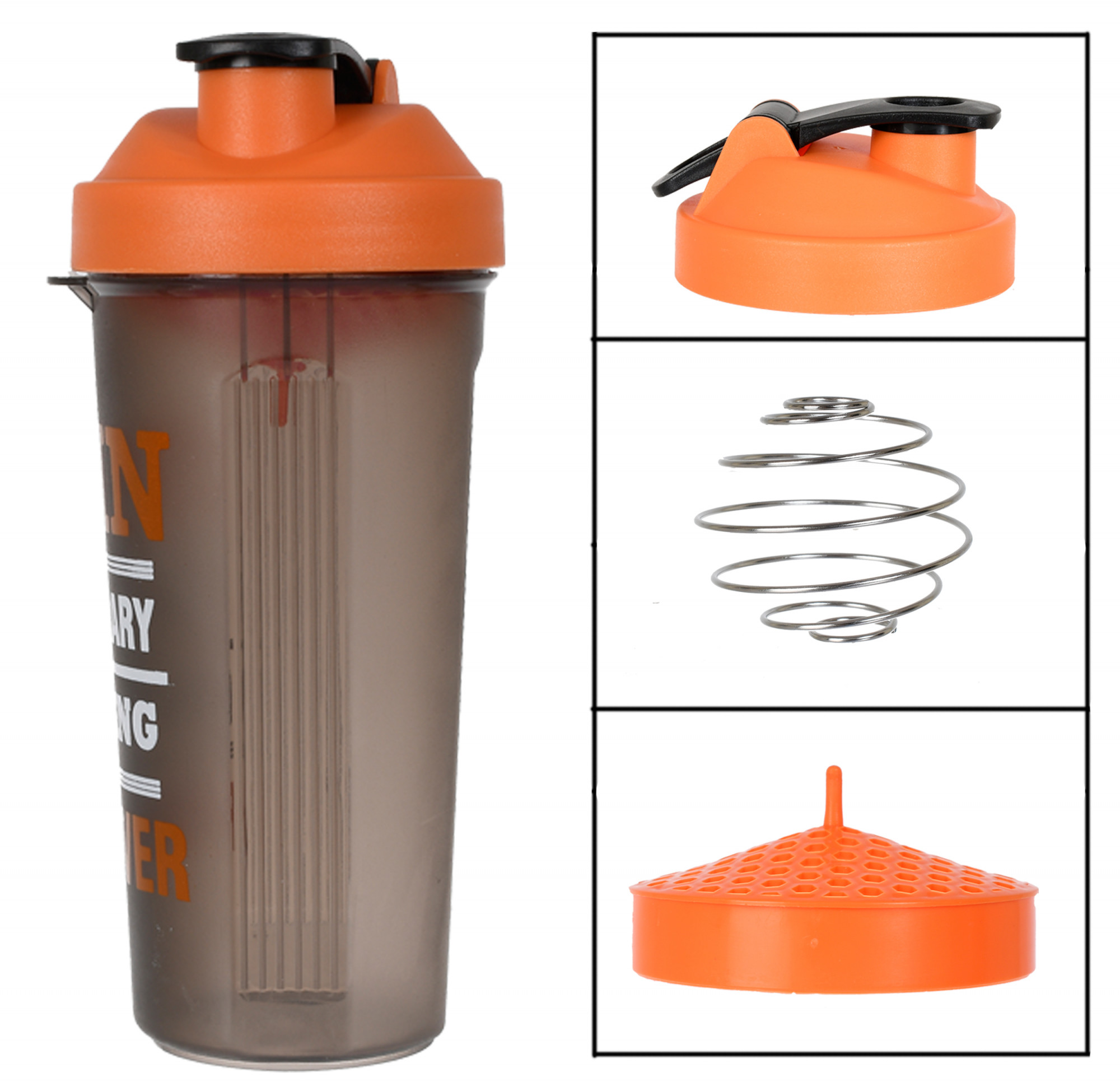 Kuber Industries Protein Shaker - 800 ml for Whey Proteins, and Preworkouts, 100% Leak Proof (Orange)