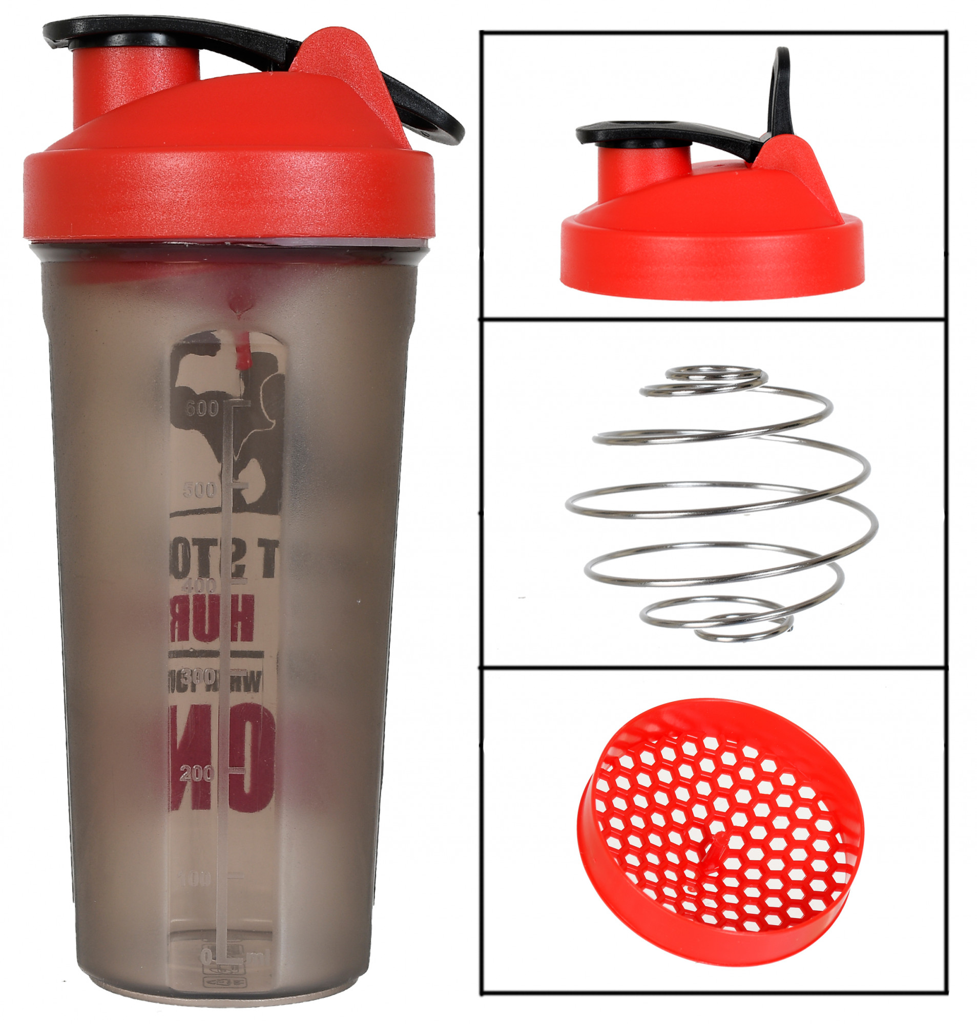 Kuber Industries Protein Shaker - 800 ml for Whey Proteins, and Preworkouts, 100% Leak Proof (Red)