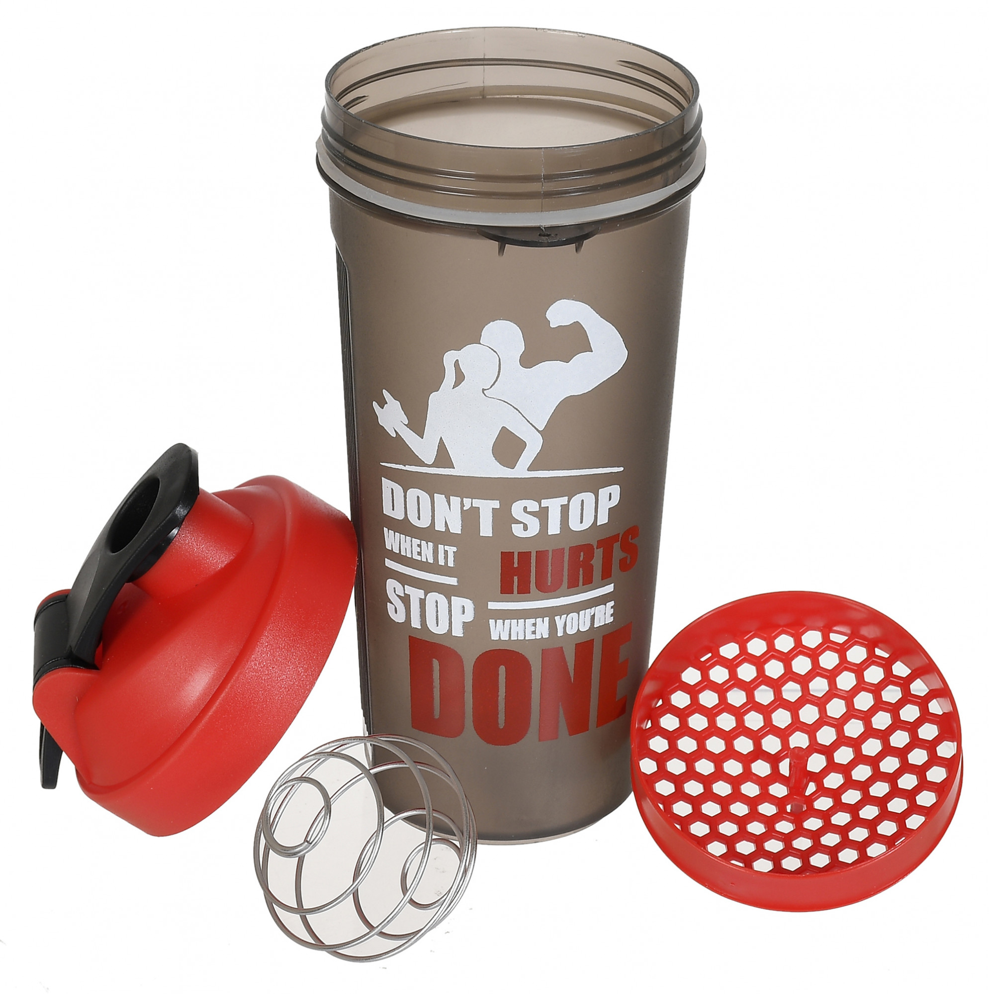 Kuber Industries Protein Shaker - 800 ml for Whey Proteins, and Preworkouts, 100% Leak Proof (Red)