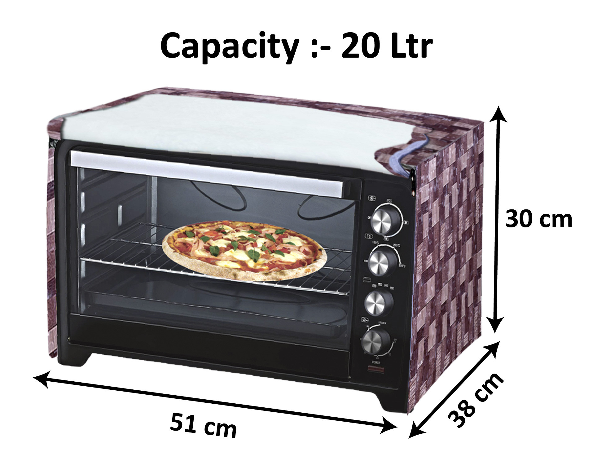 Kuber Industries PVC 3D Check Printed Microwave Oven Cover,20 Ltr. (Brown)-HS43KUBMART26041