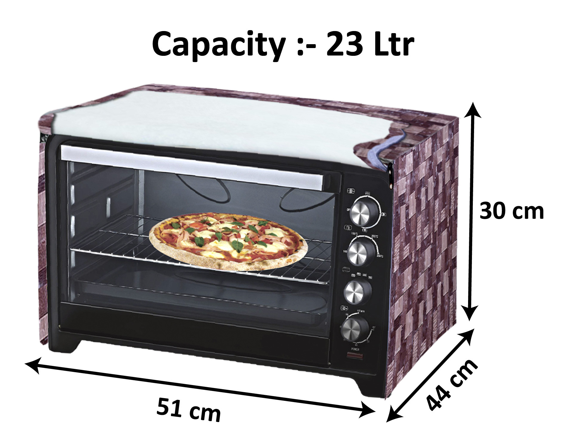 Kuber Industries PVC 3D Check Printed Microwave Oven Cover,23 Ltr. (Brown)-HS43KUBMART26043