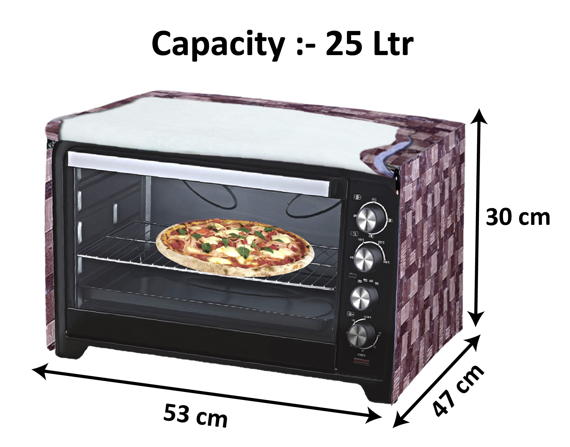 Kuber Industries PVC 3D Check Printed Microwave Oven Cover,25 Ltr. (Brown)-HS43KUBMART26045