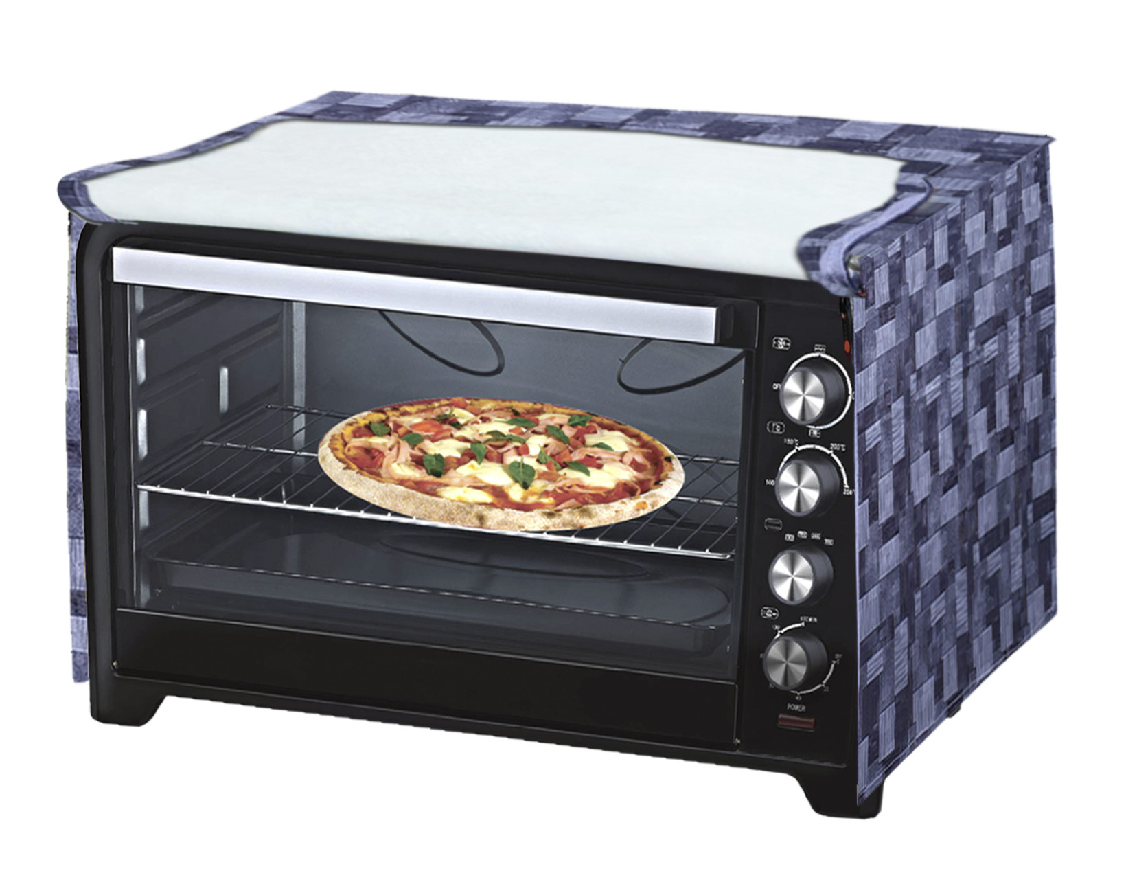 Kuber Industries PVC 3D Check Printed Microwave Oven Cover,25 Ltr. (Grey)-HS43KUBMART26037