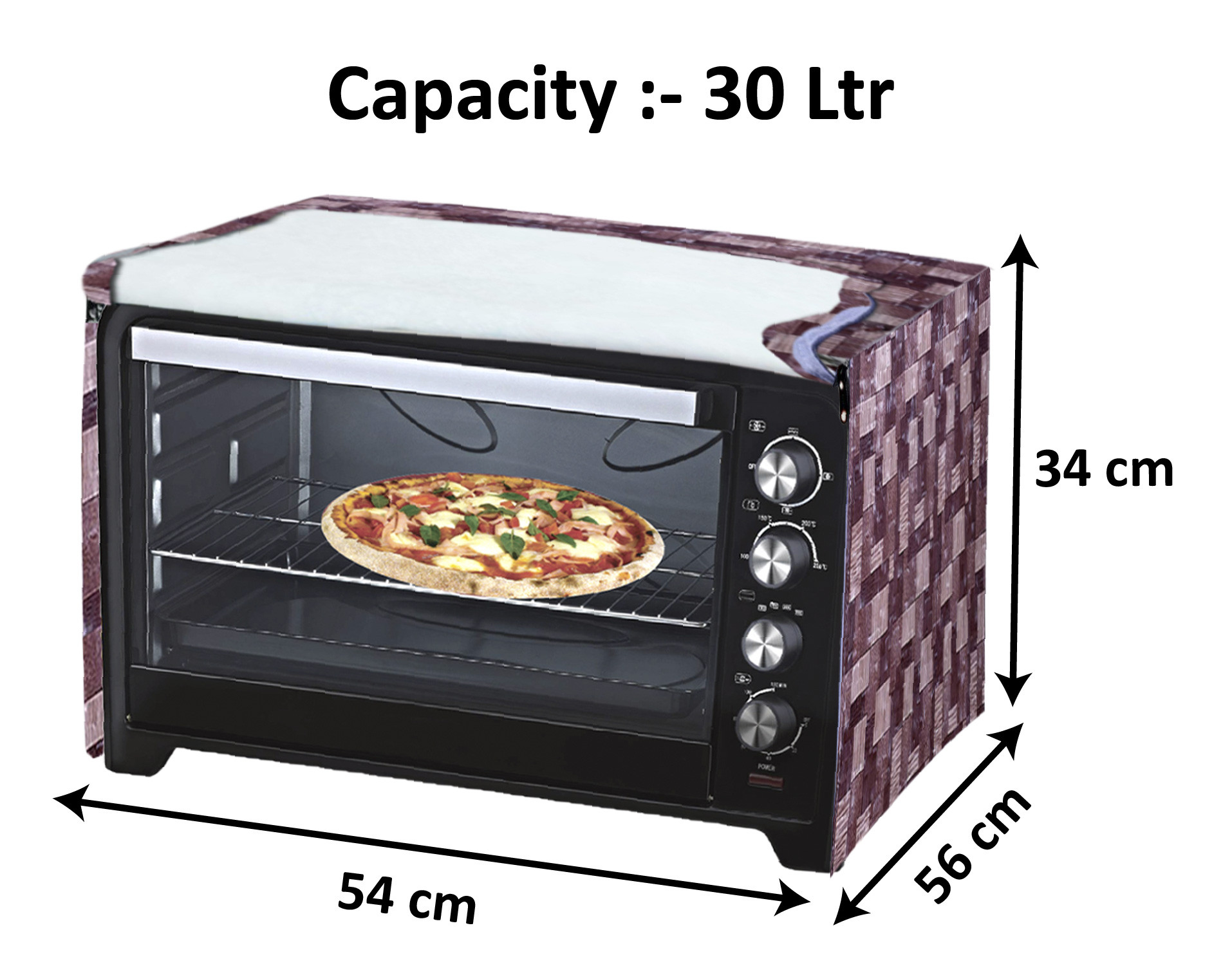 Kuber Industries PVC 3D Check Printed Microwave Oven Cover,30 Ltr. (Brown)-HS43KUBMART26047