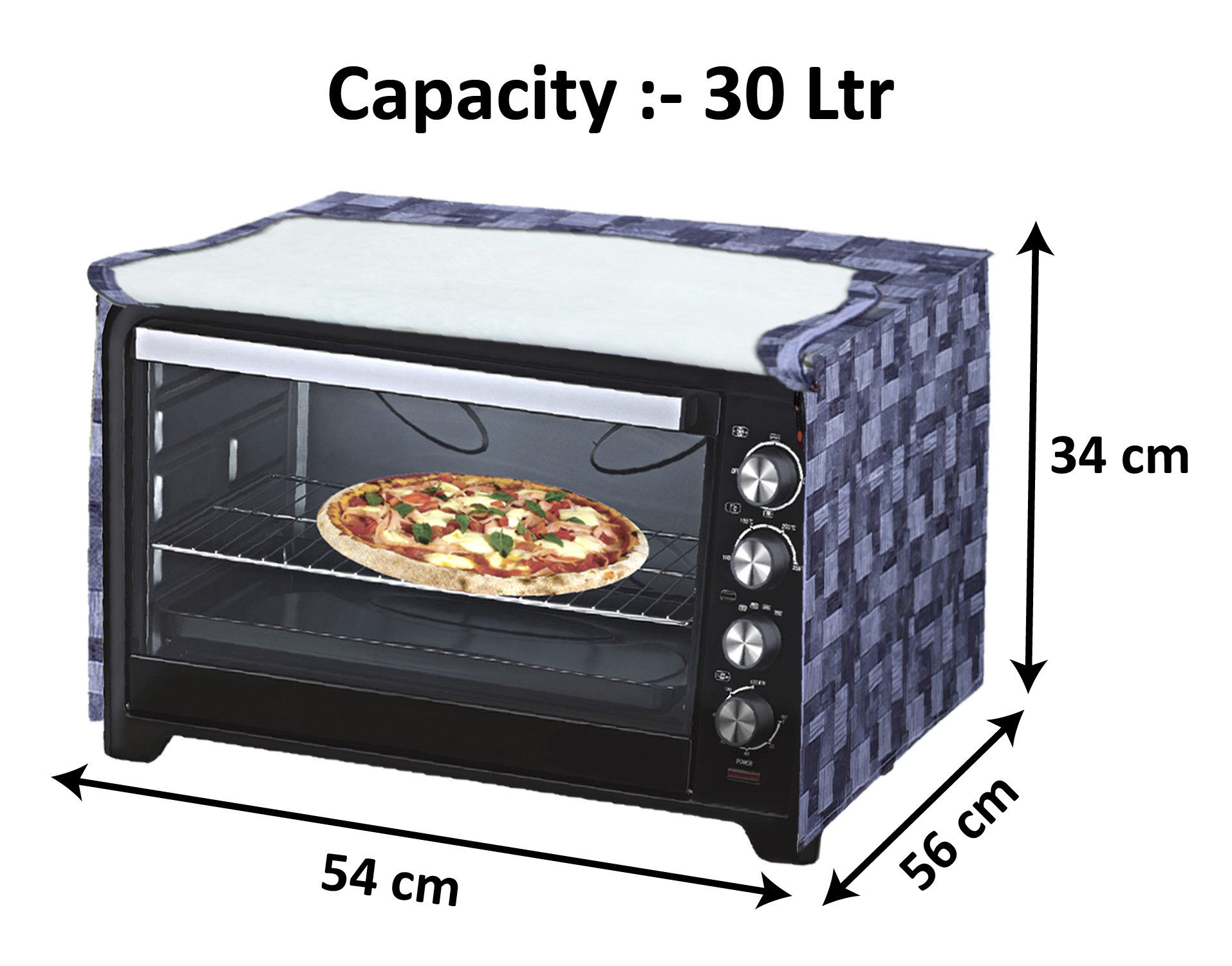 Kuber Industries PVC 3D Check Printed Microwave Oven Cover,30 Ltr. (Grey)-HS43KUBMART26039