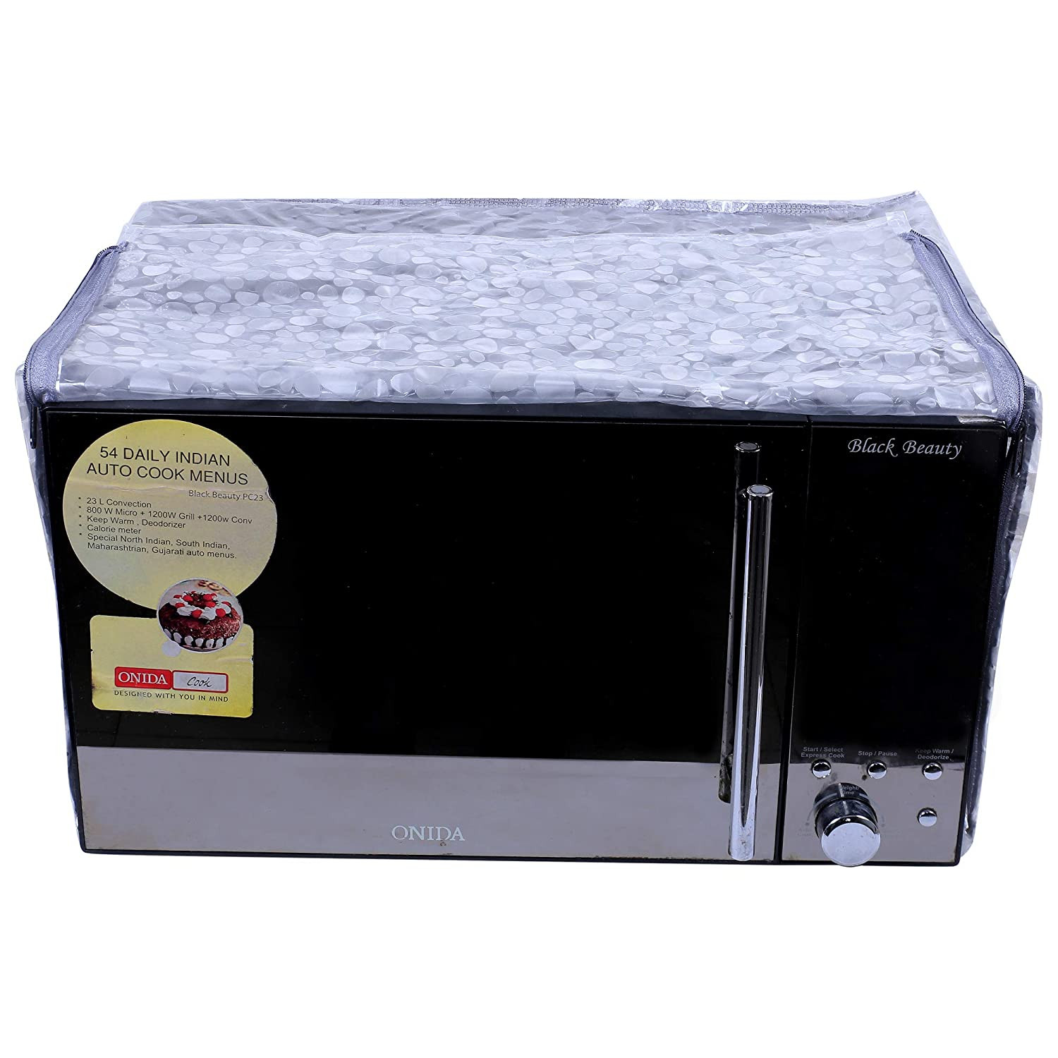 Kuber Industries PVC 3D Printed Microwave Oven Cover,20 Ltr. (Grey)-HS43KUBMART26001