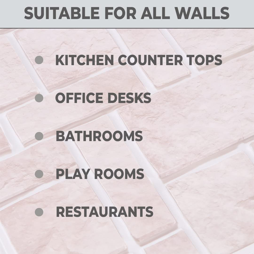 Kuber Industries PVC 3D Wallpaper for Walls | Brick Pattern & Self Adhesive Peel Wall Stickers | Easy to Peel, Stick & Remove DIY Wallpaper | Suitable on All Walls | Pack of 2 Sheets,30 cm X 30 cm