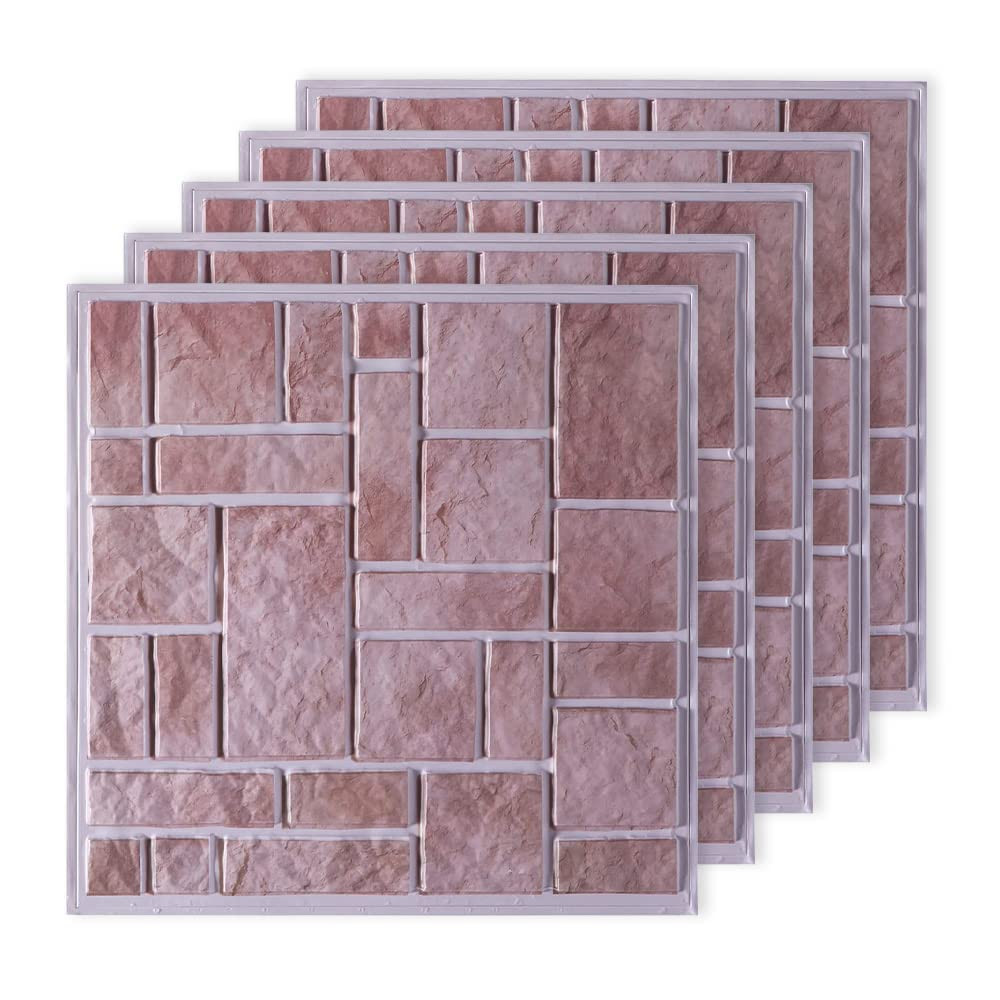 Kuber Industries PVC 3D Wallpaper for Walls | Brick Pattern & Self Adhesive Peel Wall Stickers | Easy to Peel, Stick & Remove DIY Wallpaper | Suitable on All Walls | Pack of 5 Sheets,30 cm X 30 cm