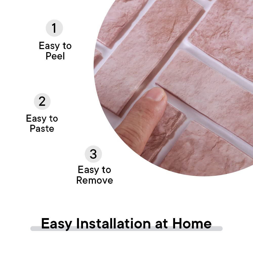 Kuber Industries PVC 3D Wallpaper for Walls | Brick Pattern & Self Adhesive Peel Wall Stickers | Easy to Peel, Stick & Remove DIY Wallpaper | Suitable on All Walls | Pack of 5 Sheets,30 cm X 30 cm