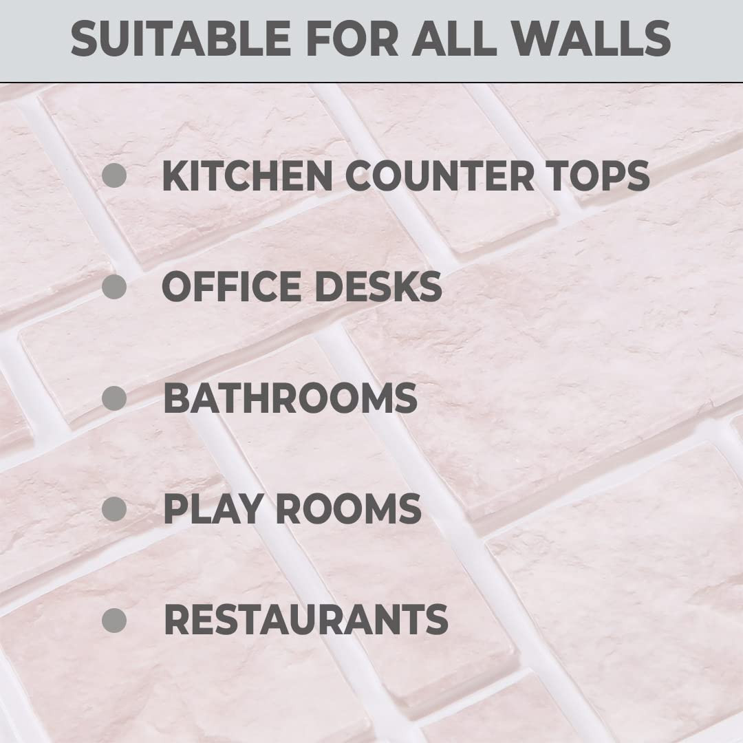 Kuber Industries PVC 3D Wallpaper for Walls | Brick Pattern & Self Adhesive Peel Wall Stickers | Easy to Peel, Stick & Remove DIY Wallpaper | Suitable on All Walls | Pack of 5 Sheets,30 cm X 30 cm