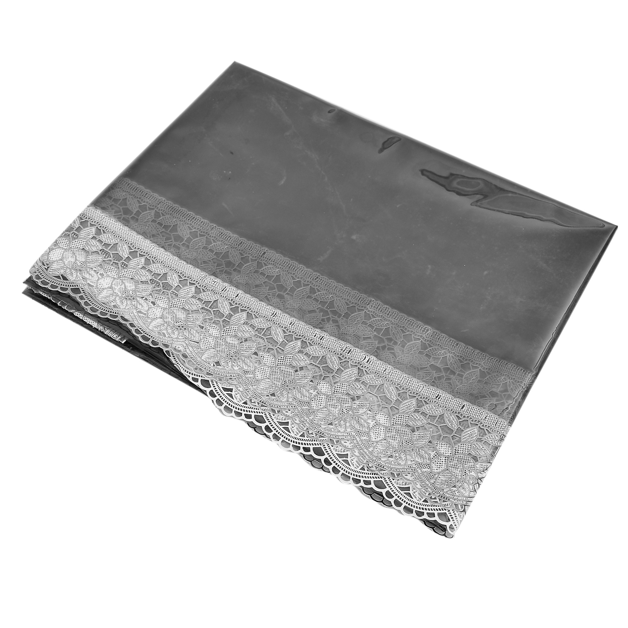 Kuber Industries PVC 4 Seater Center Table Cover With Silver Lace Border 40