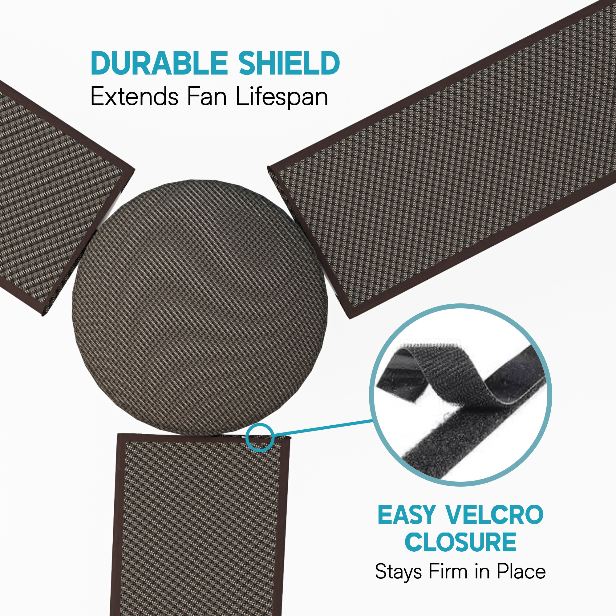 Kuber Industries PVC Ceiling Fan Cover Full Dustproof with attachable end closure  Fan Protector for 3 Blades and Center Cover  Mini Check - Brown