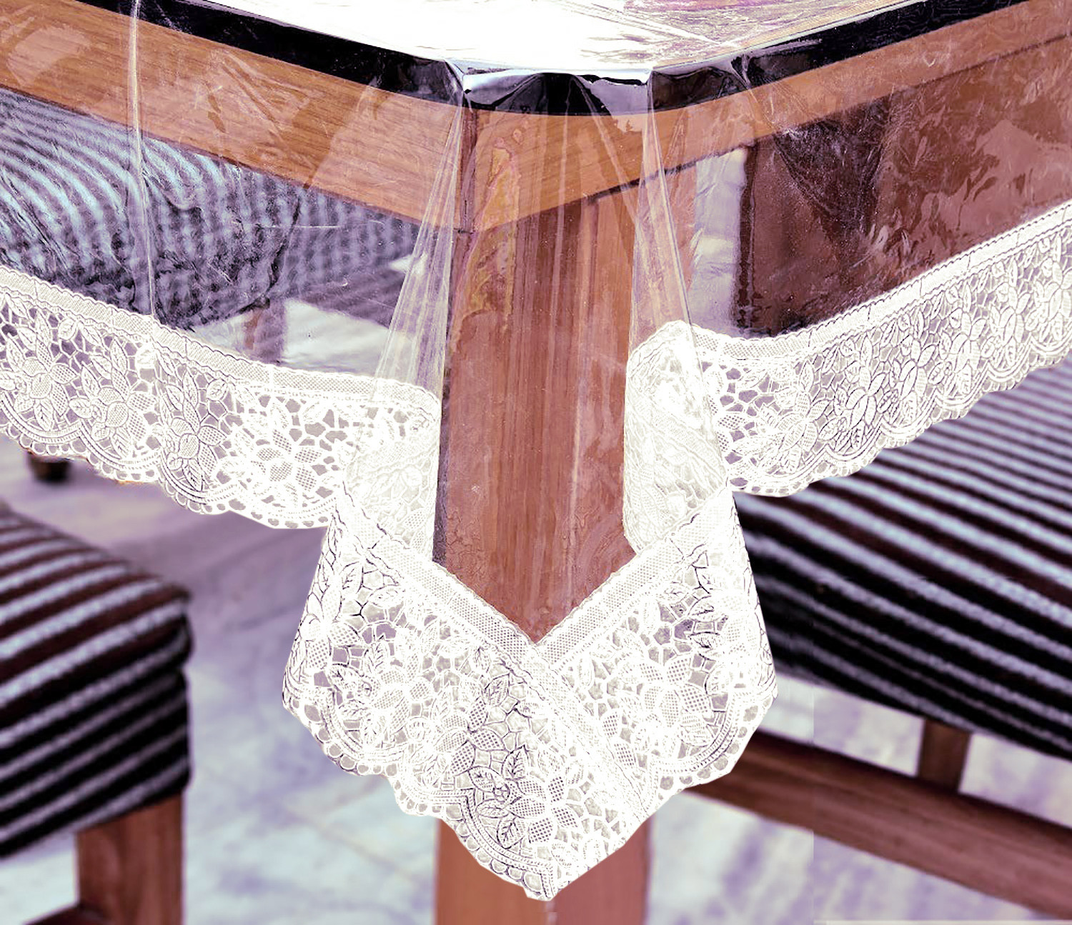 Kuber Industries PVC Center Table Cover/Table Cloth For Home Decorative Luxurious 4 Seater, 60