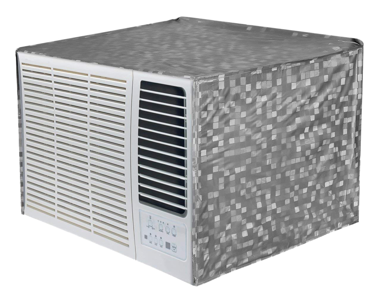 Kuber Industries PVC Check Print Dustproof Window A/C Cover For Outdoor For 1.5 Ton (Grey) 54KM3901