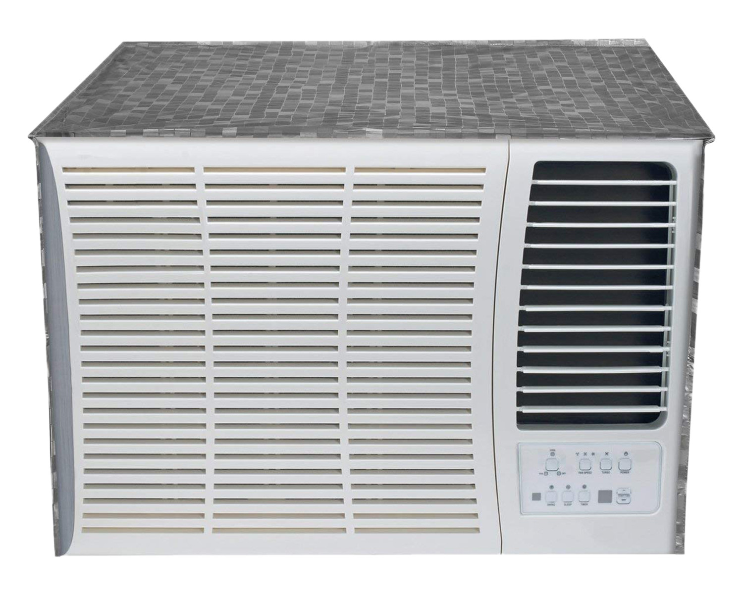 Kuber Industries PVC Check Print Dustproof Window A/C Cover For Outdoor For 1.5 Ton (Grey) 54KM3901