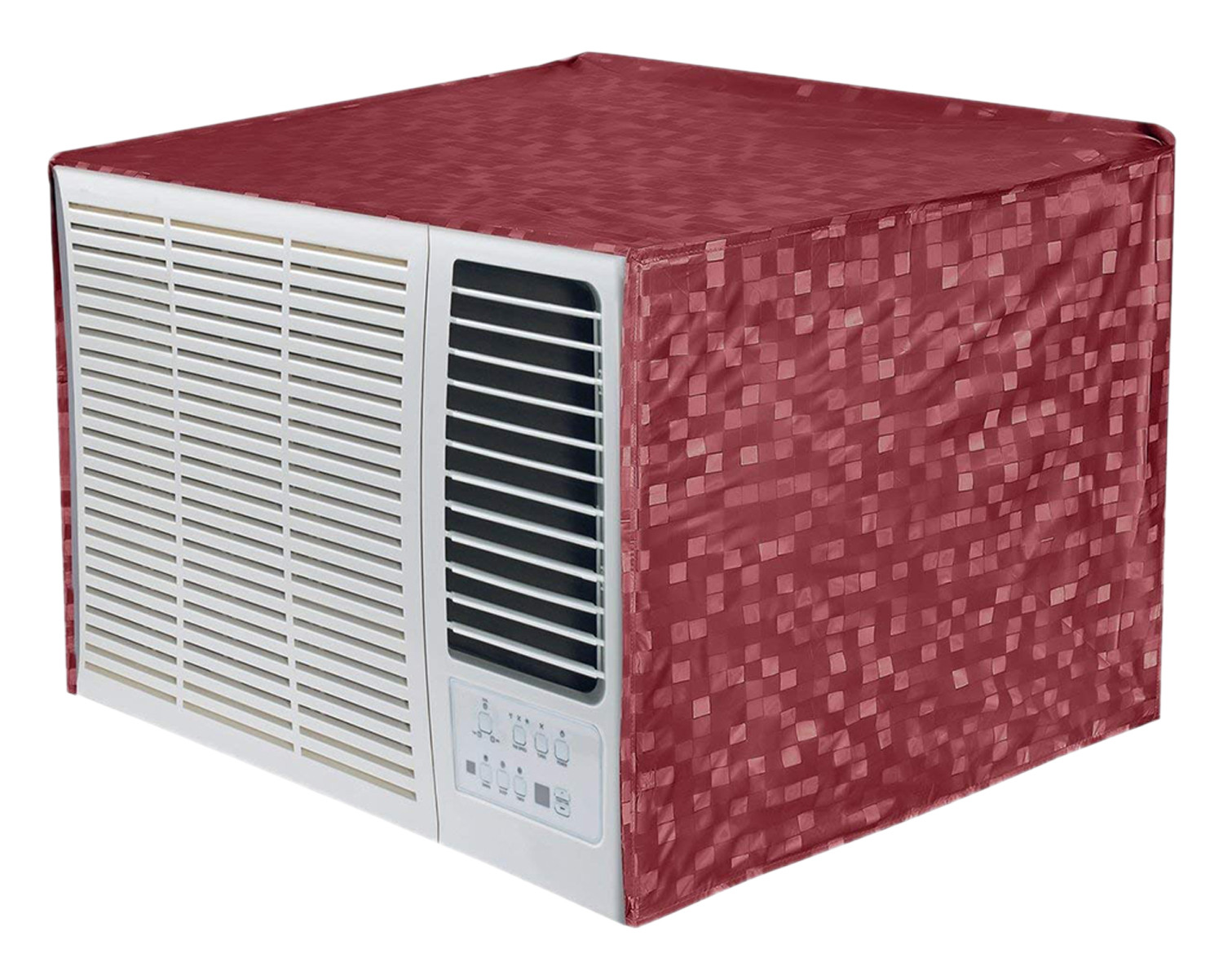 Kuber Industries PVC Check Print Dustproof Window A/C Cover For Outdoor For 1.5 Ton (Pink) 54KM3900