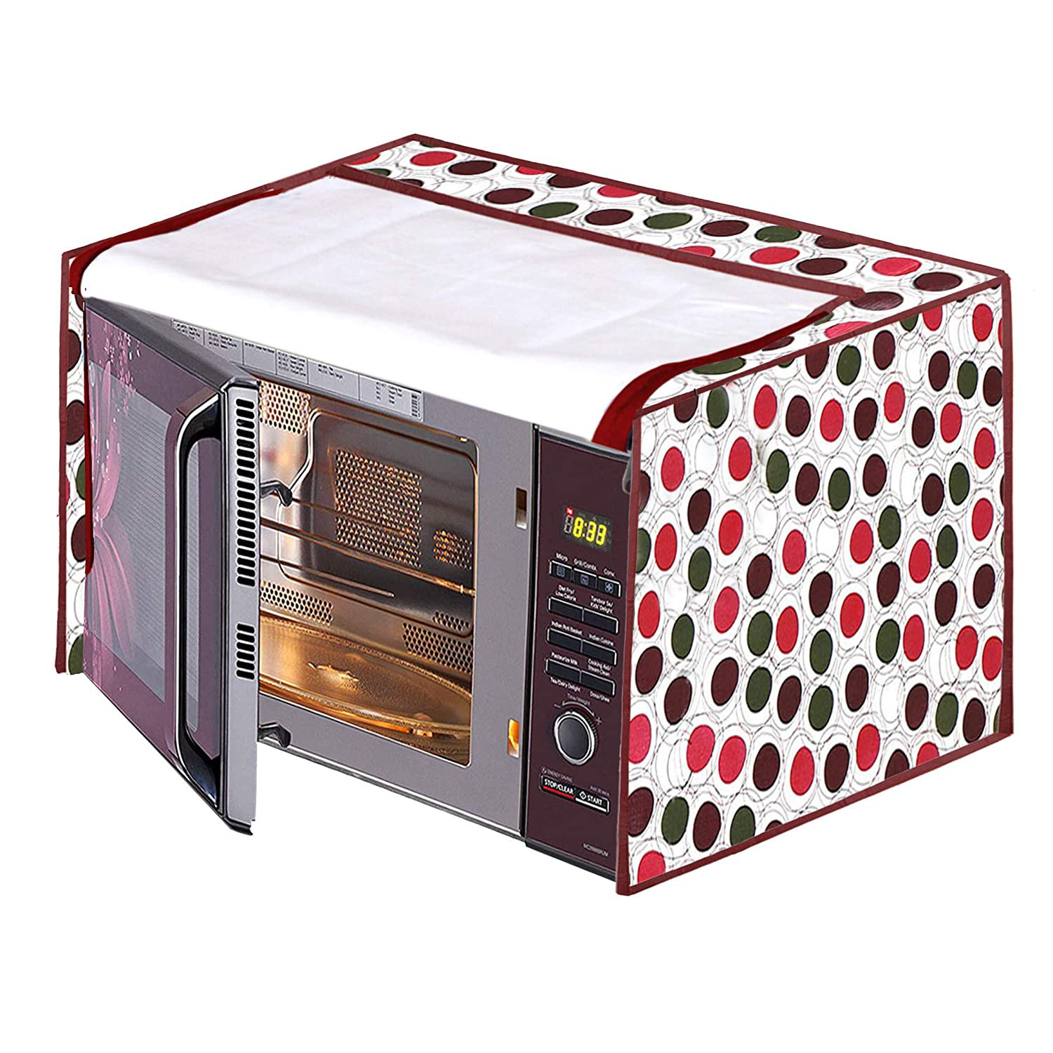 Kuber Industries PVC Circle Design Microwave Oven Cover,23 Ltr. (Multi)-HS43KUBMART26011