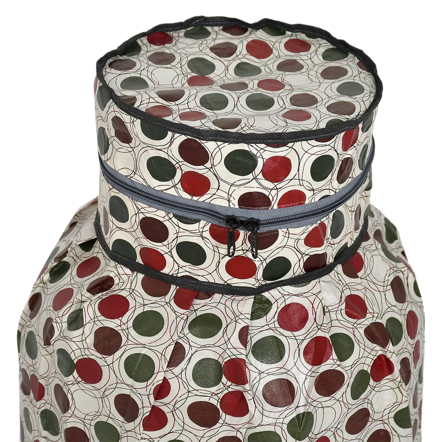 Kuber Industries PVC Circle Print Waterproof and Dustproof Cylinder Cover For Home & Kitchen (Cream)