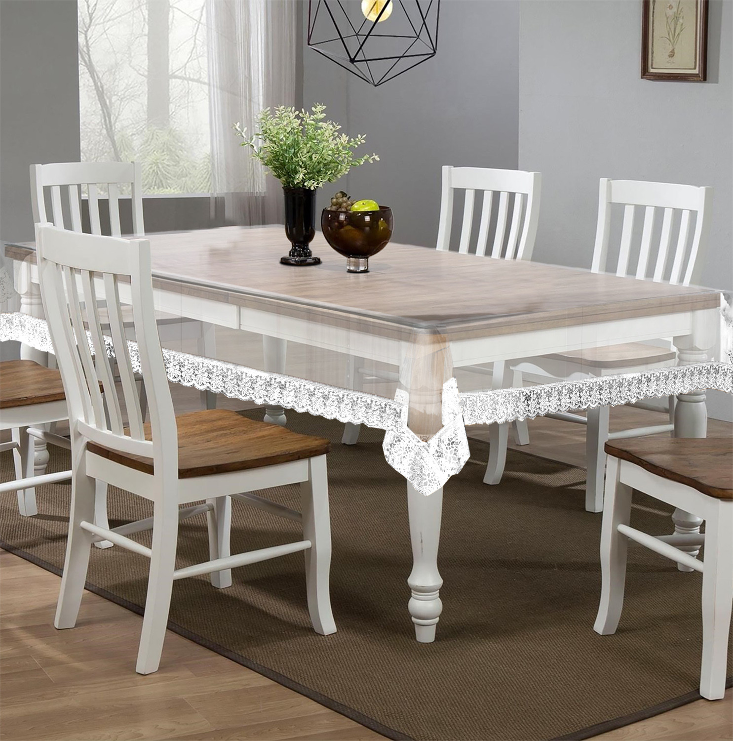 Kuber Industries PVC Dining Table Cover/Table Cloth For Home Decorative Luxurious 6 Seater, 60