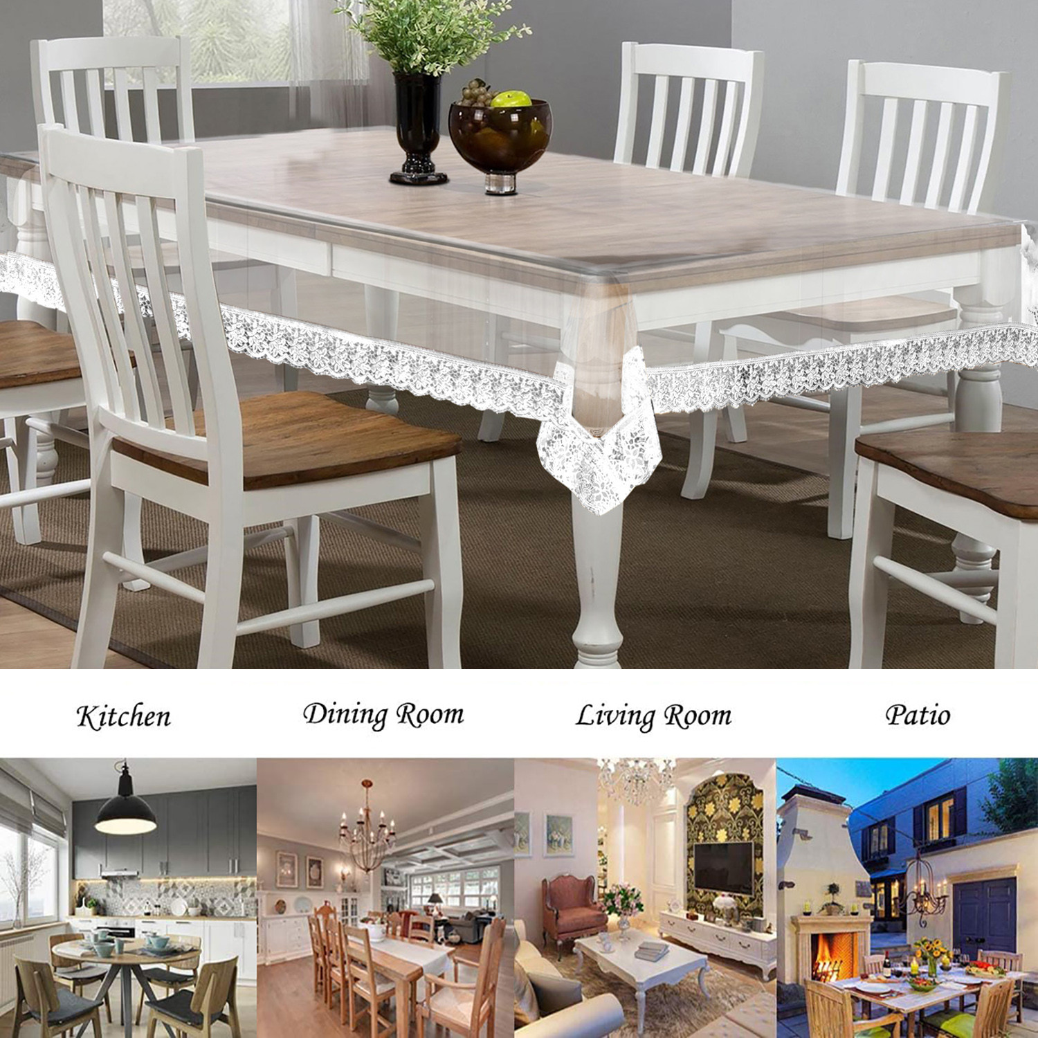 Kuber Industries PVC Dining Table Cover/Table Cloth For Home Decorative Luxurious 6 Seater, 60