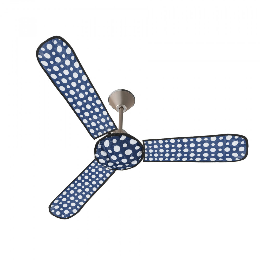 Kuber Industries PVC Dot Print Dust Proof Three Blade Ceiling Fan Cover (Blue) 54KM4012