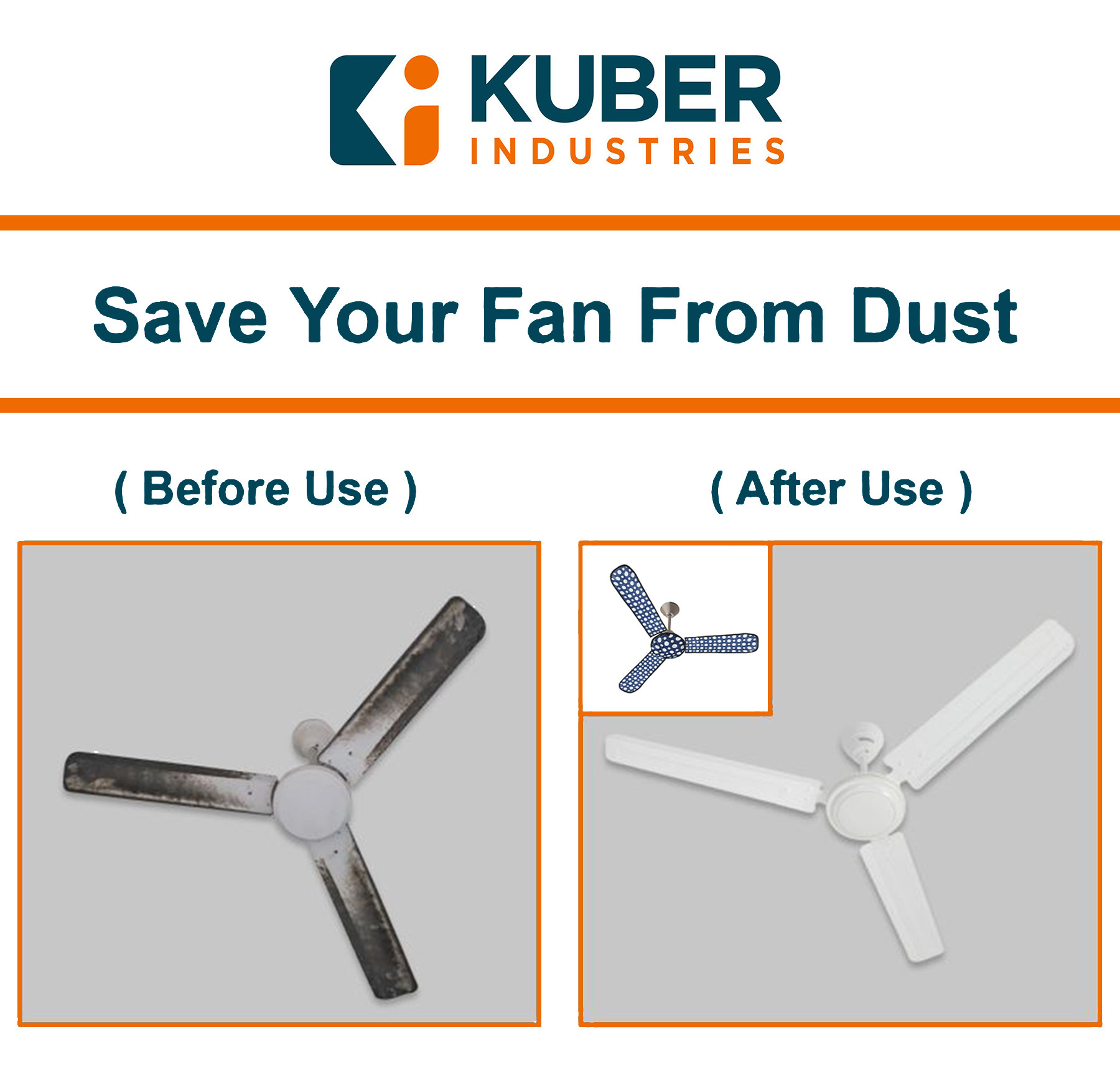 Kuber Industries PVC Dot Print Dust Proof Three Blade Ceiling Fan Cover (Blue) 54KM4012