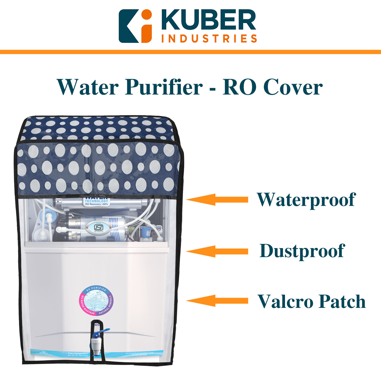 Kuber Industries PVC Dot Print Water Purifier RO Cover For Home & Kitchen (Grey) 54KM4144
