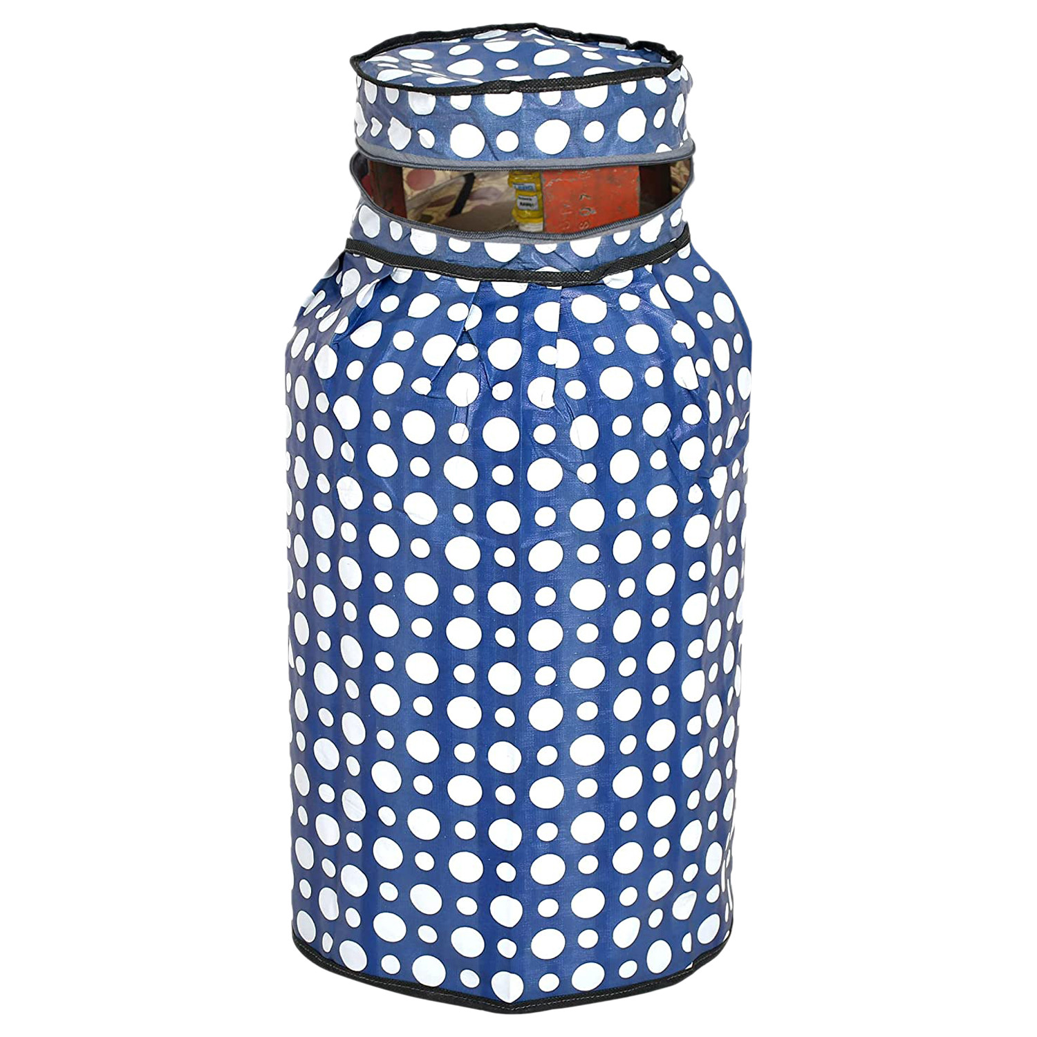 Kuber Industries PVC Dot Print Waterproof and Dustproof Cylinder Cover For Home & Kitchen (Blue)