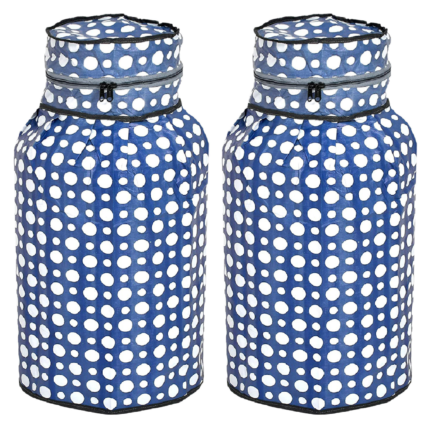 Kuber Industries PVC Dot Print Waterproof and Dustproof Cylinder Cover For Home & Kitchen Pack of 2 (Blue)