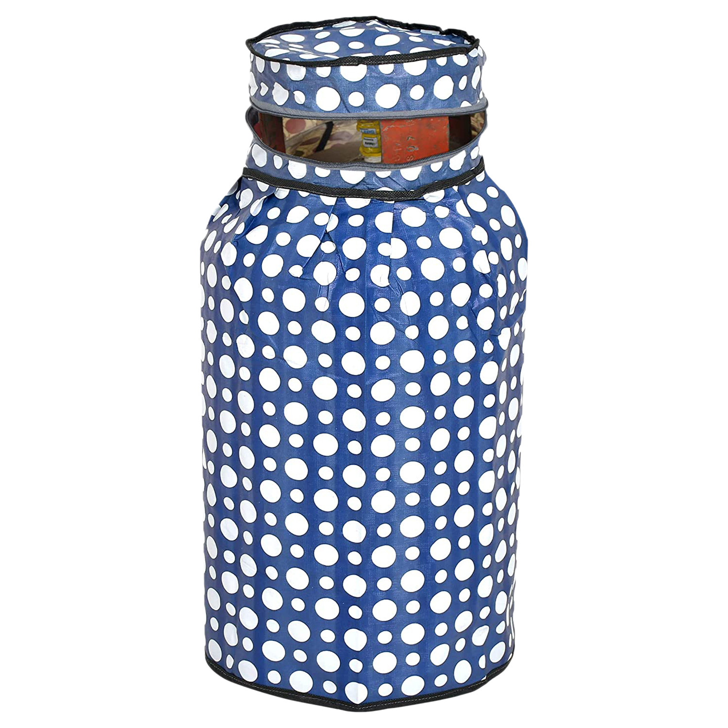 Kuber Industries PVC Dot Print Waterproof and Dustproof Cylinder Cover For Home & Kitchen Pack of 2 (Blue)