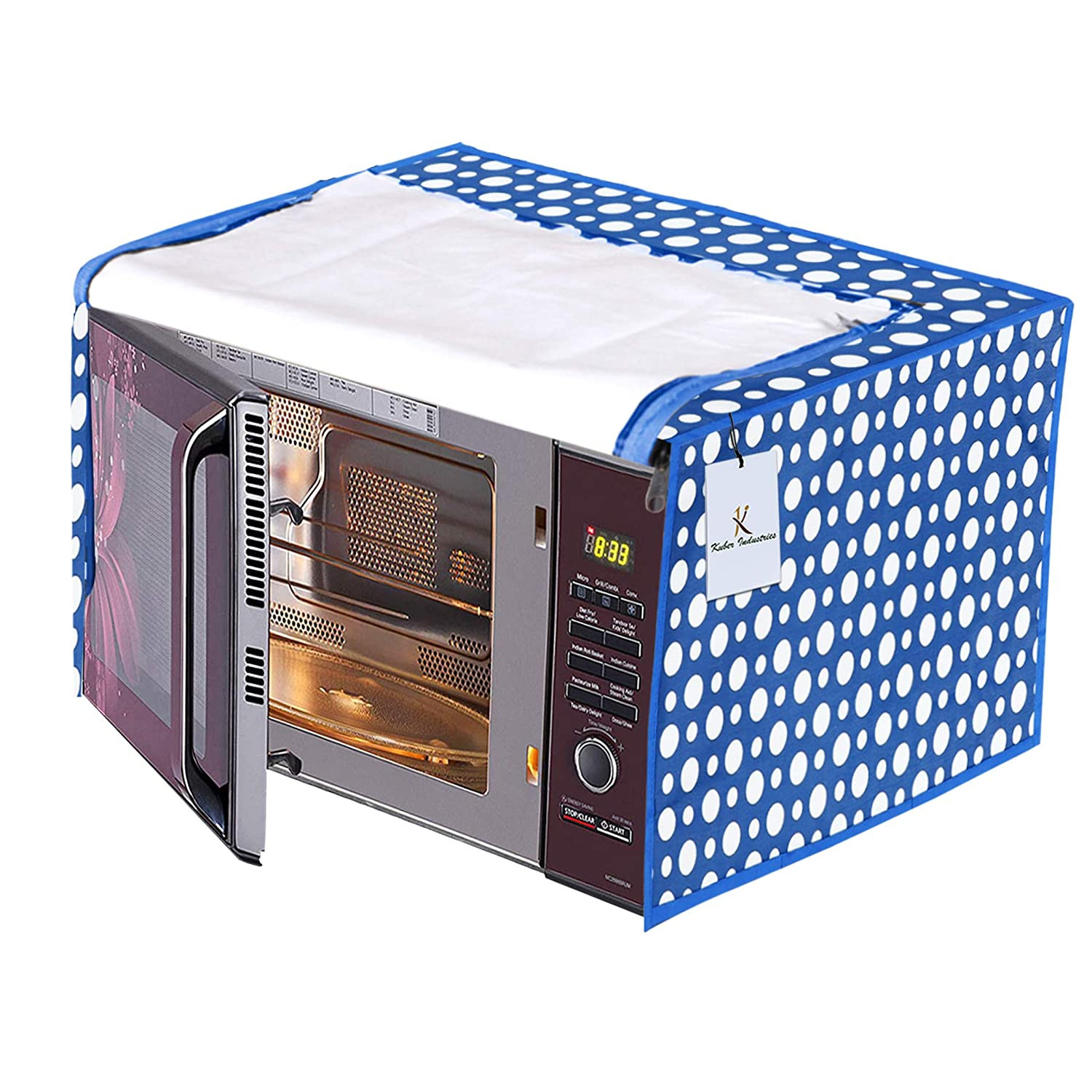 Kuber Industries PVC Dot Printed Microwave Oven Cover,20 Ltr. (Blue)-HS43KUBMART26017