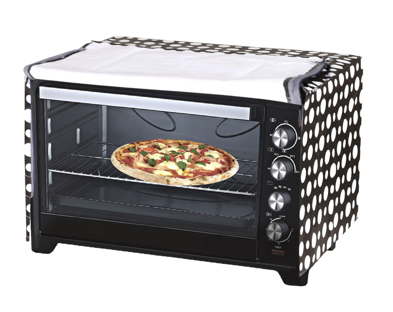 Kuber Industries PVC Dot Printed Microwave Oven Cover,25 Ltr. (Black)-HS43KUBMART26077