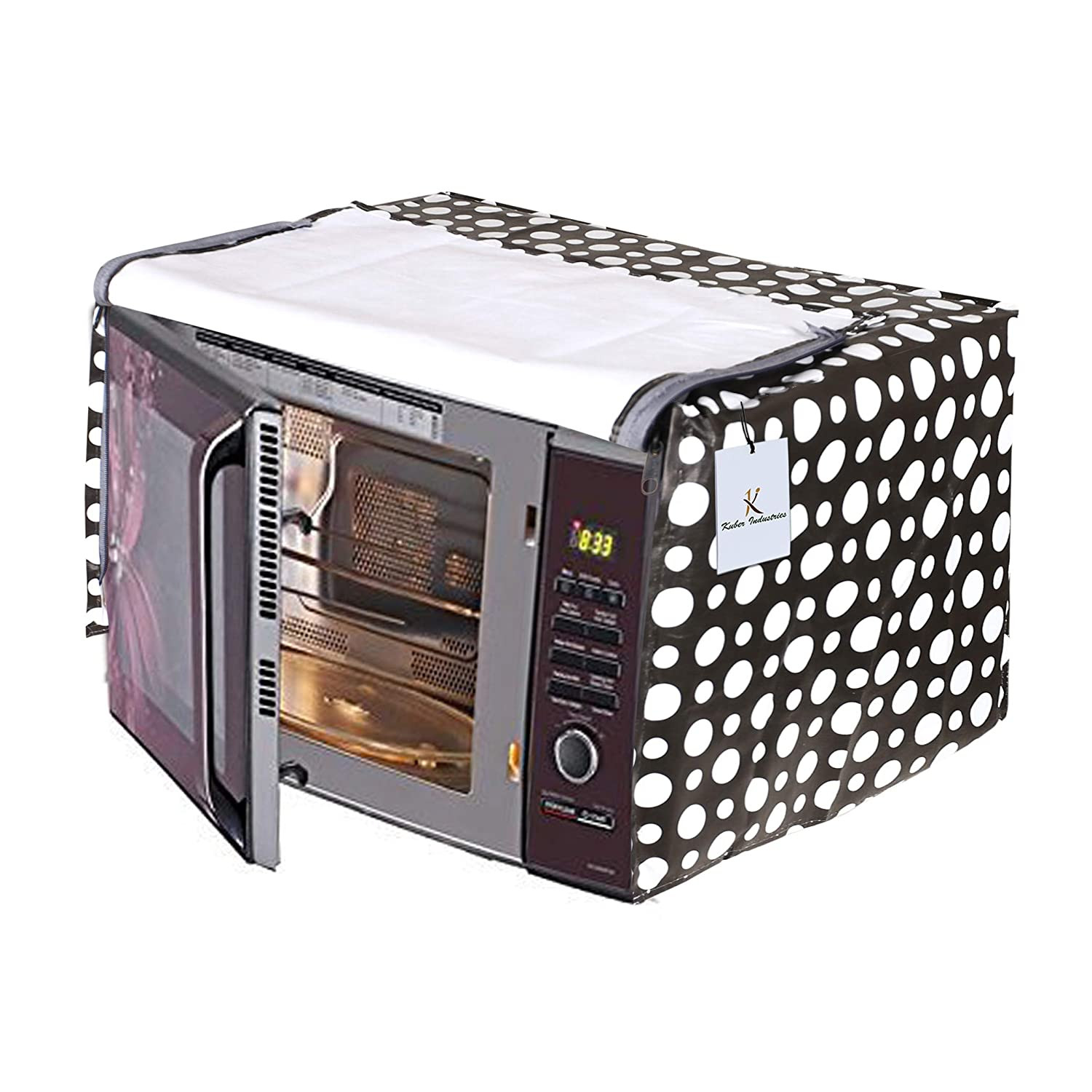 Kuber Industries PVC Dot Printed Microwave Oven Cover,30 Ltr. (Black)-HS43KUBMART26079