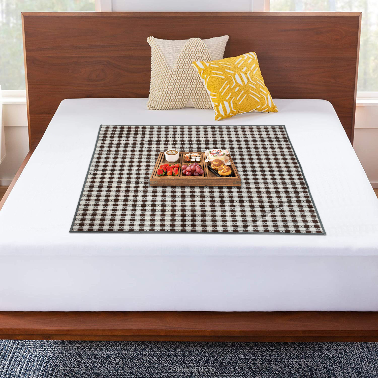 Kuber Industries PVC Floral print Both Sided Bed Server Food Mat, Bedsheet Protector For Home 36