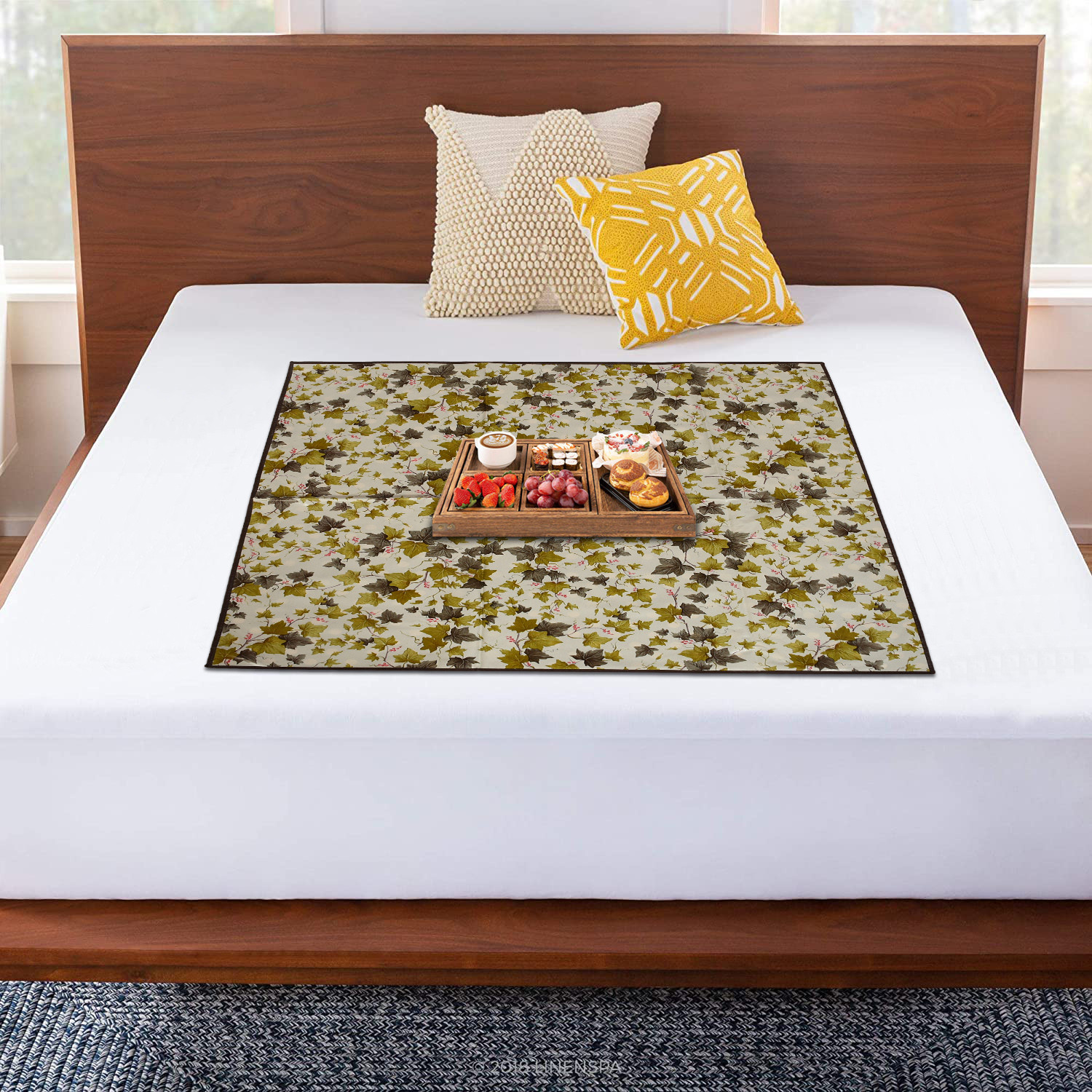 Kuber Industries PVC Floral Print Both Sided Bed Server Food Mat, Bedsheet Protector For Home 36