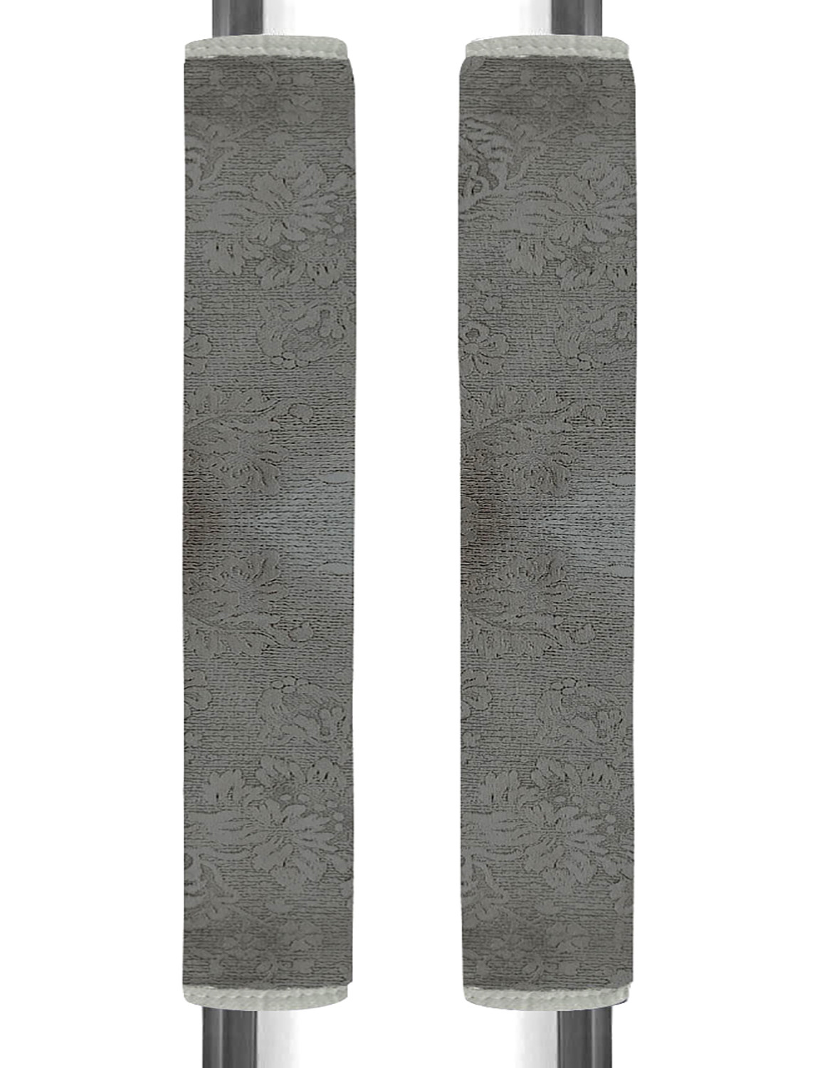 Kuber Industries PVC Floral Print Fridge Handle Cover/Refrigerator Handle Cover For Home & Kitchen Pack Of 2 (Silver)